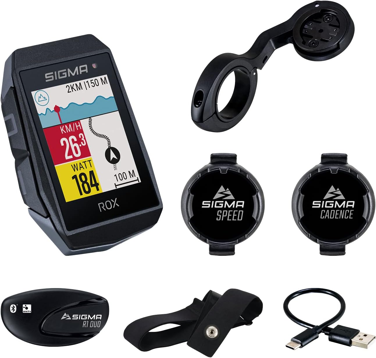 Rox 11.1 Fahrradcomputer mit GPS & Navigation, Schwarz ROX 11.1 EVO Sensor Set
