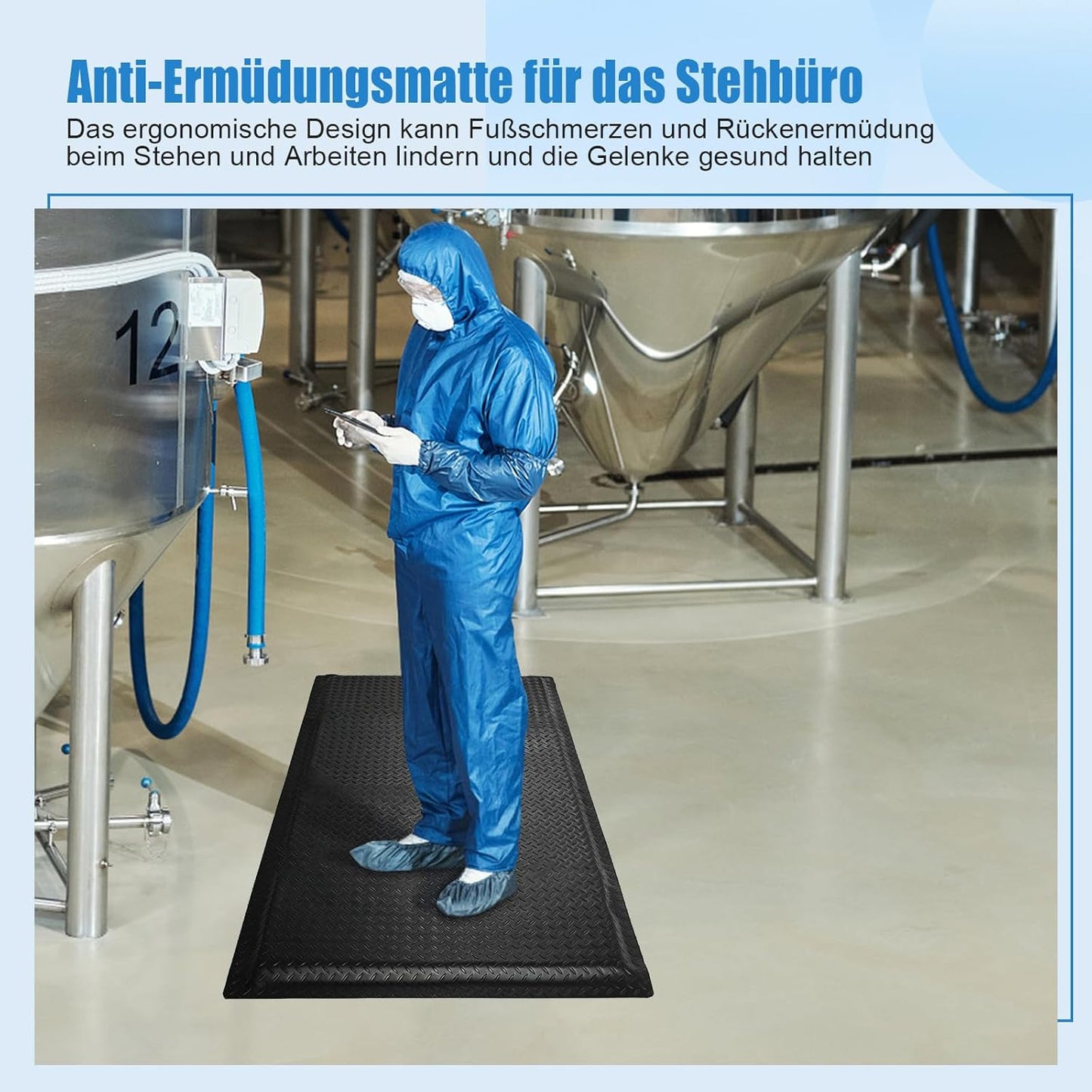 Ergonomische Anti-Ermüdungsmatte für Steharbeitsplätze, 92 x 152 cm