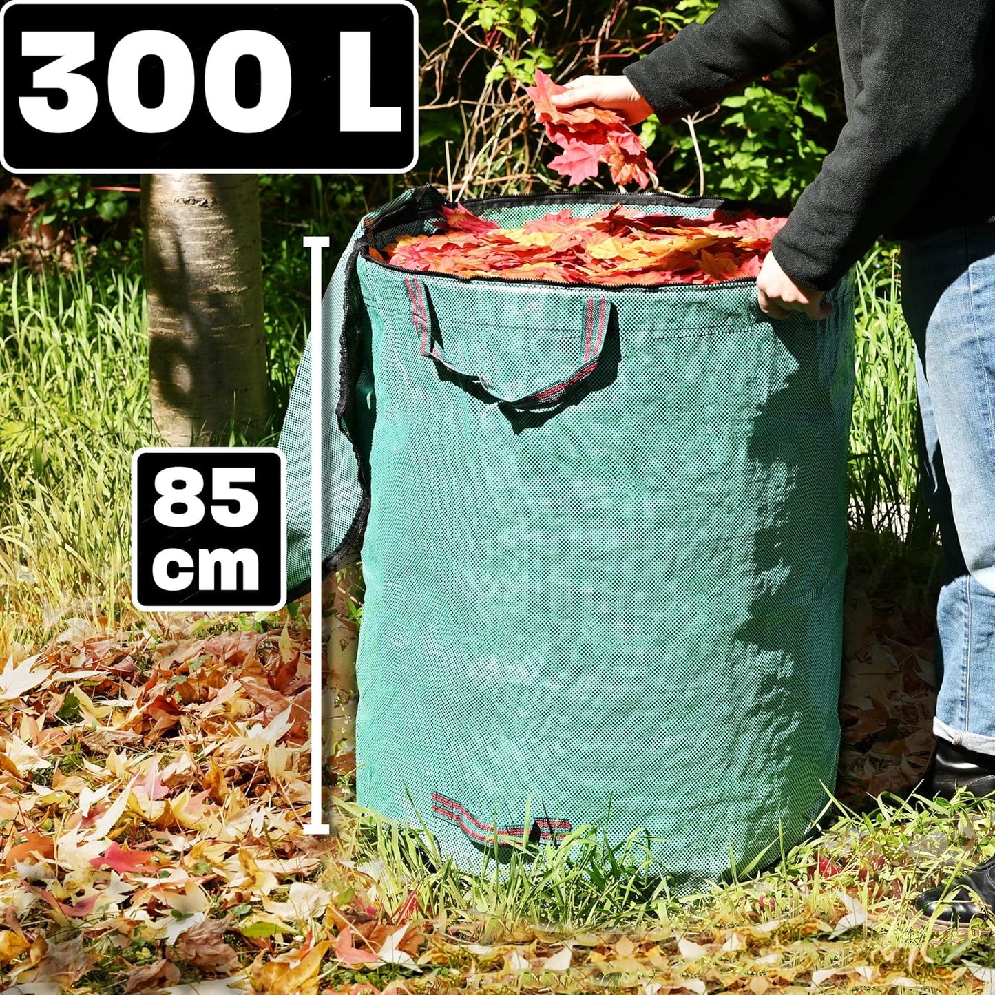 3er-Set Gartenabfallsack mit Deckel, 3
