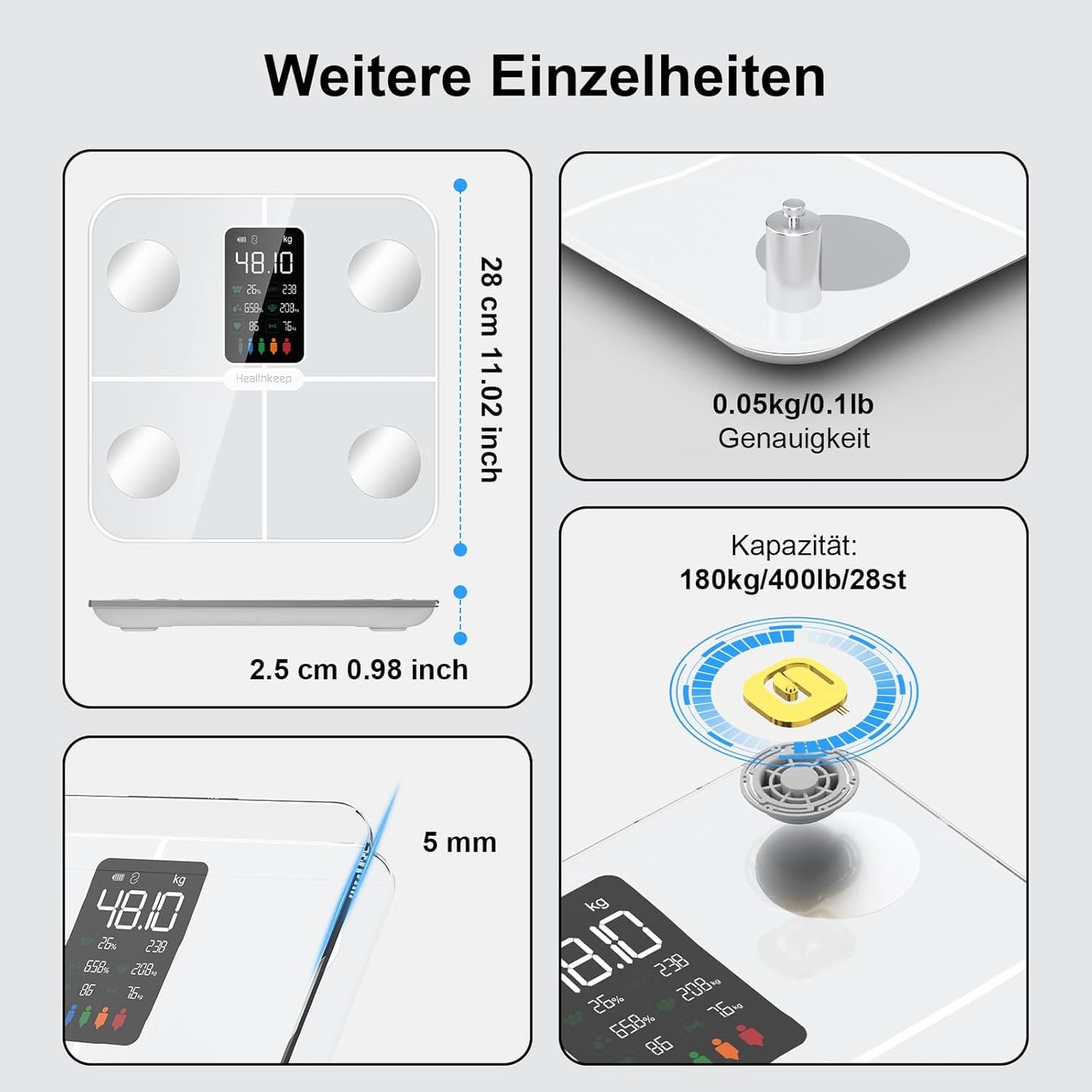 Digitale Körperfettwaage, 280 weiss