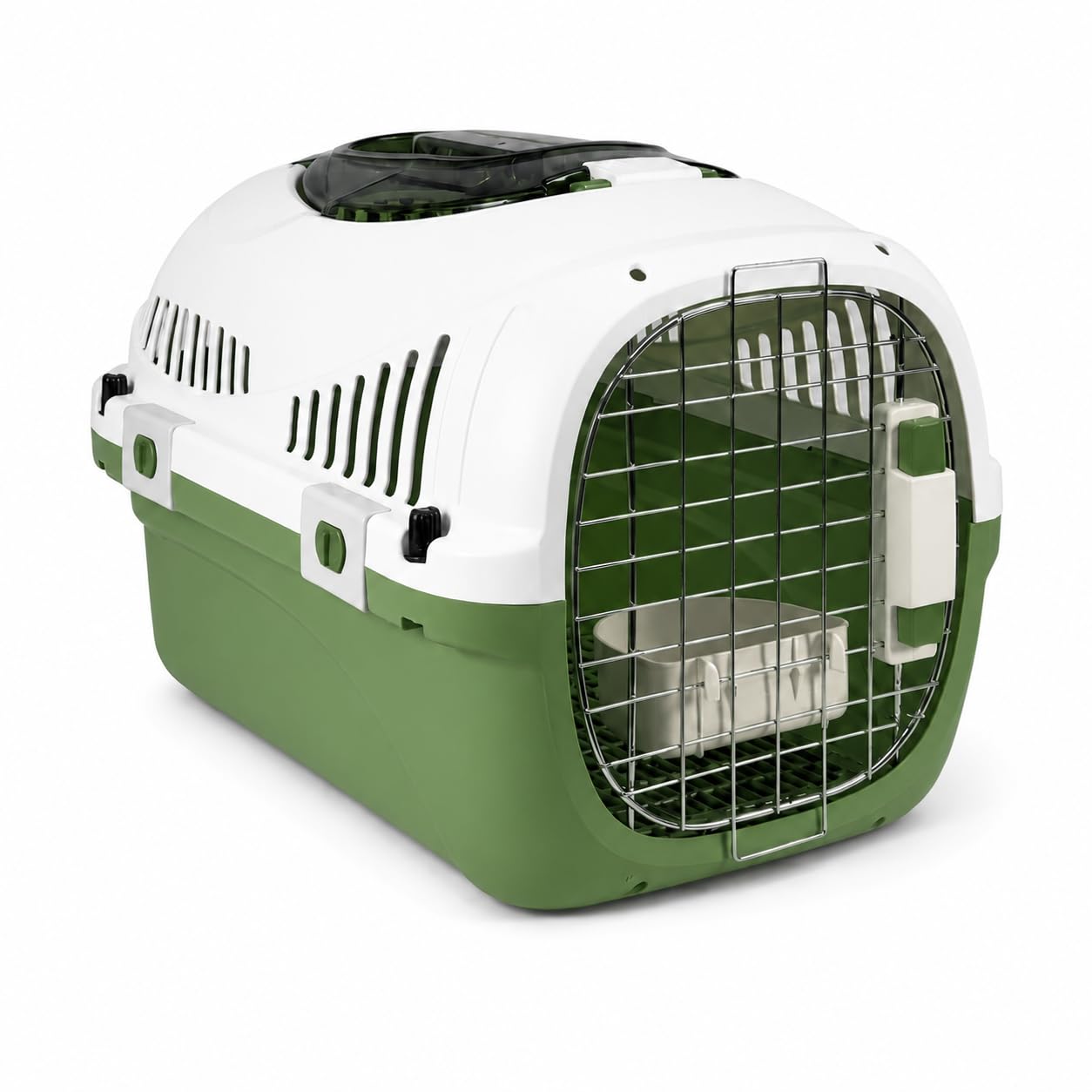 Transportbox für Katzen mit zwei Öffnungen, grün