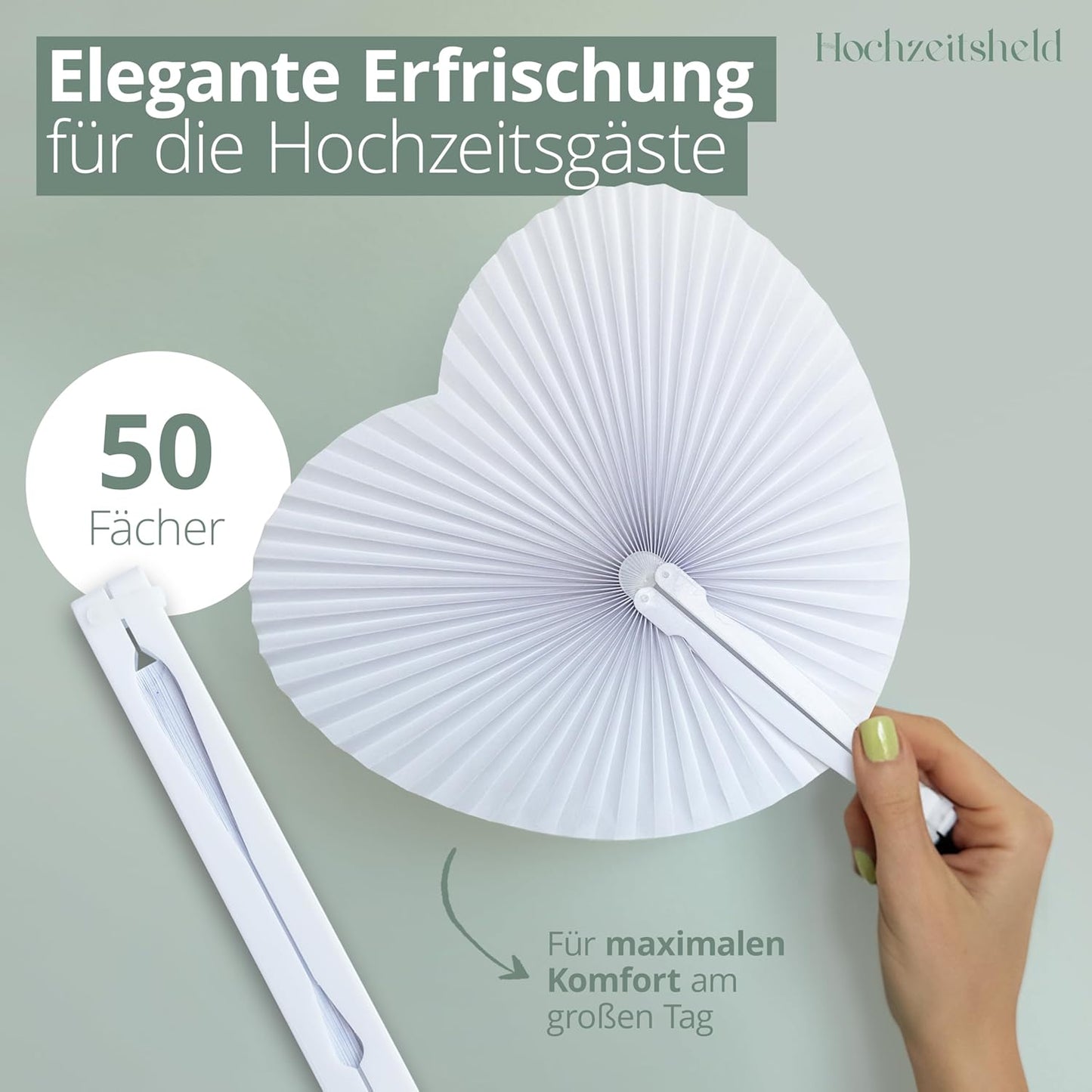 Herzförmige Handfächer, 50 Stück Herzförmige Handfächer