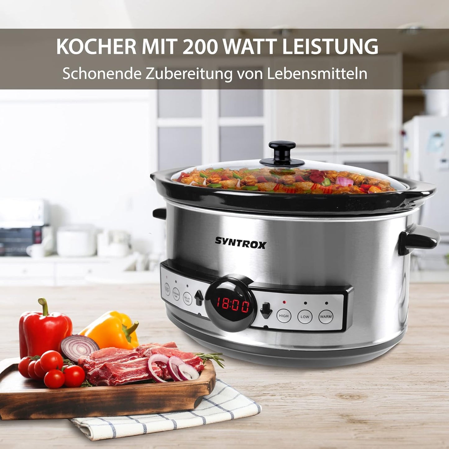 Slow Cooker mit Timer und Warmhaltefunktion