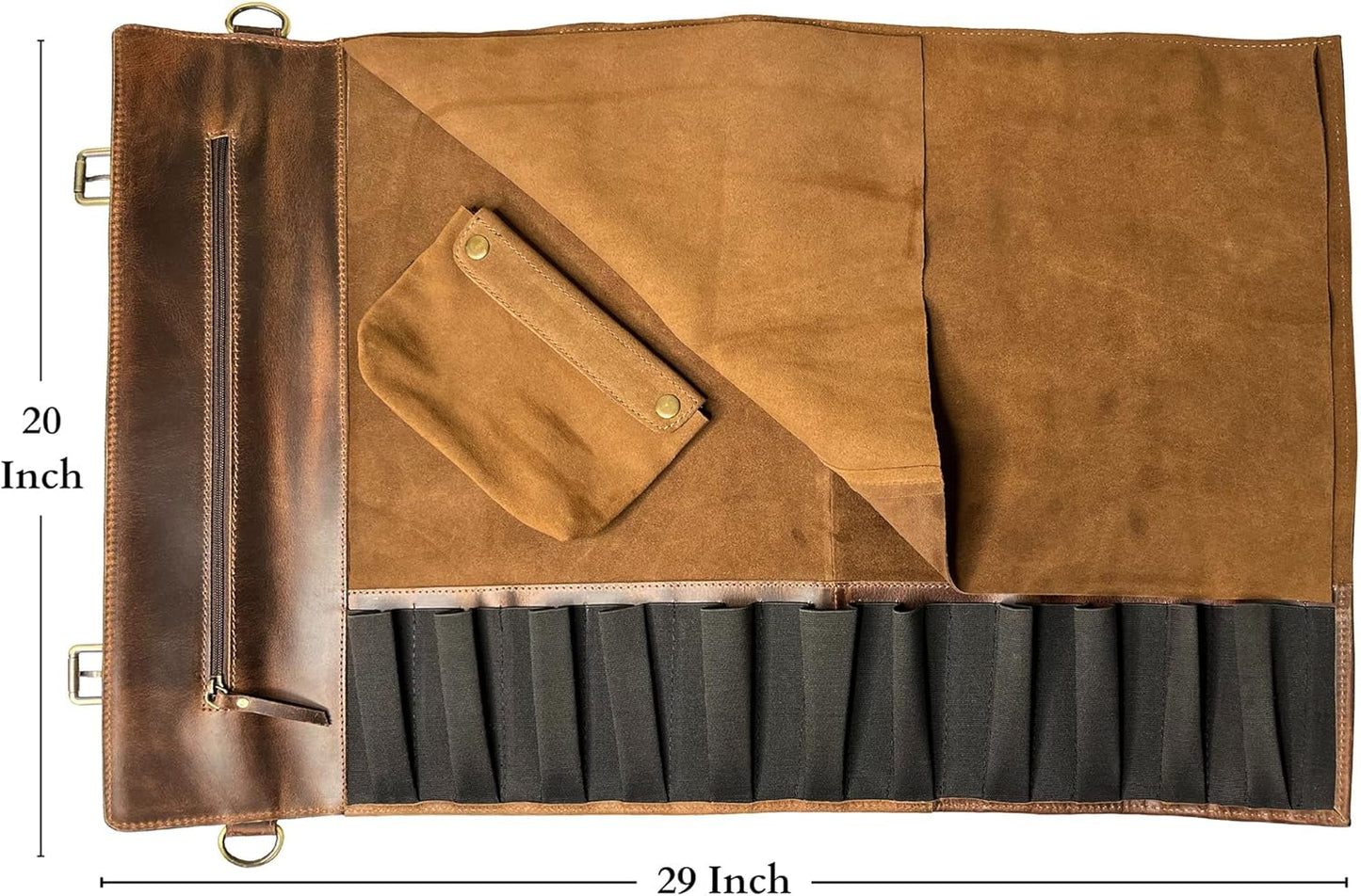 Leder Messerrolltasche, Walnussbraun