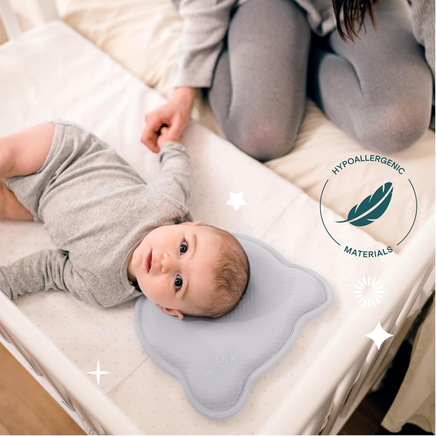 Babykissen gegen Plagiozephalie mit Memory Foam, Grau