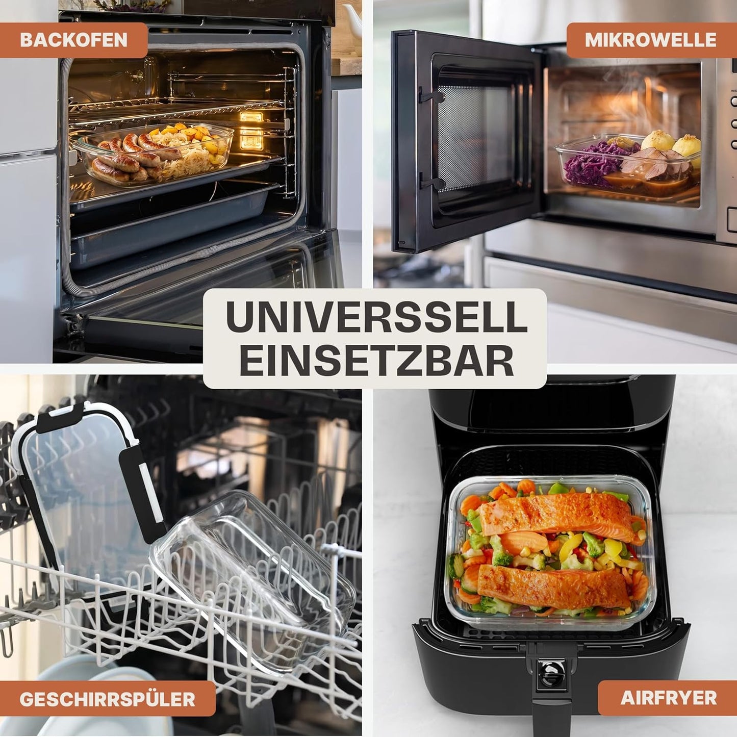 2er-Set Glasbehälter für Airfryer, 1040ml | 2er Set