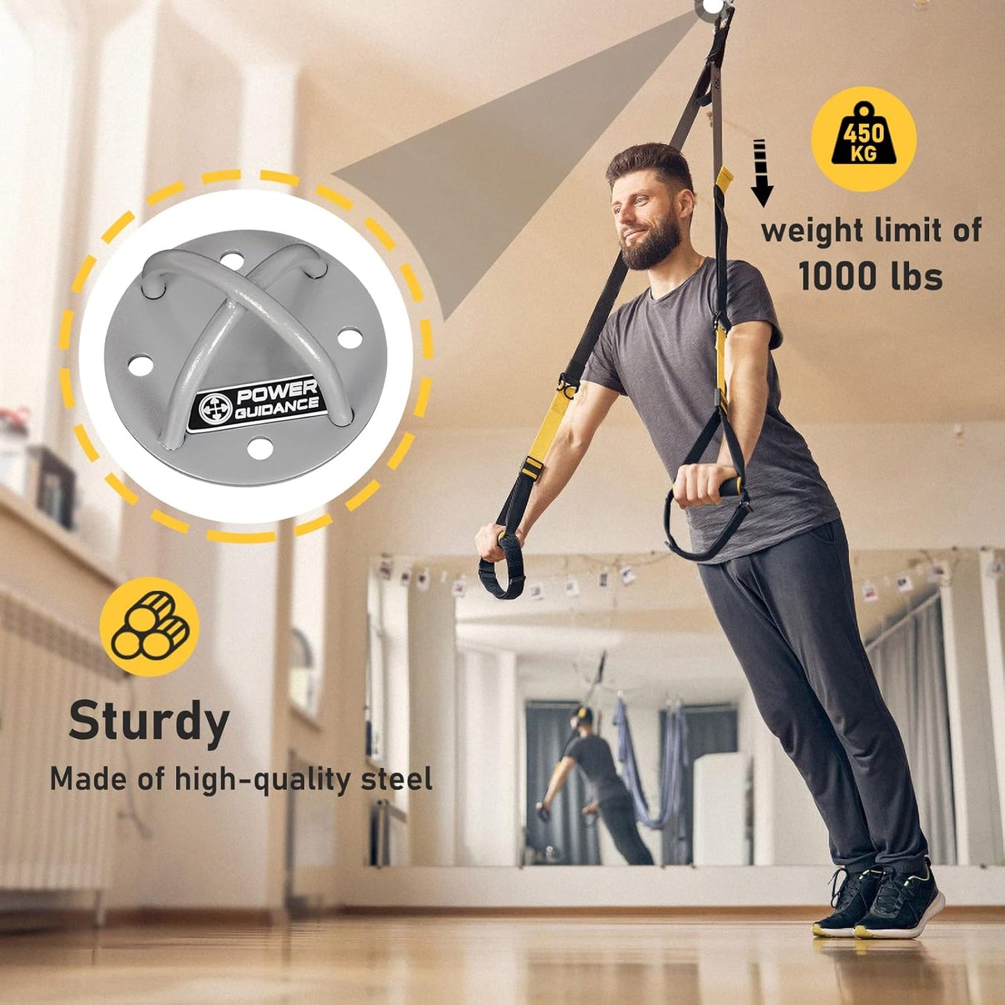 Wandhaken für Aufhängegurte & Gymnastikringe, Silber（1 Stück）