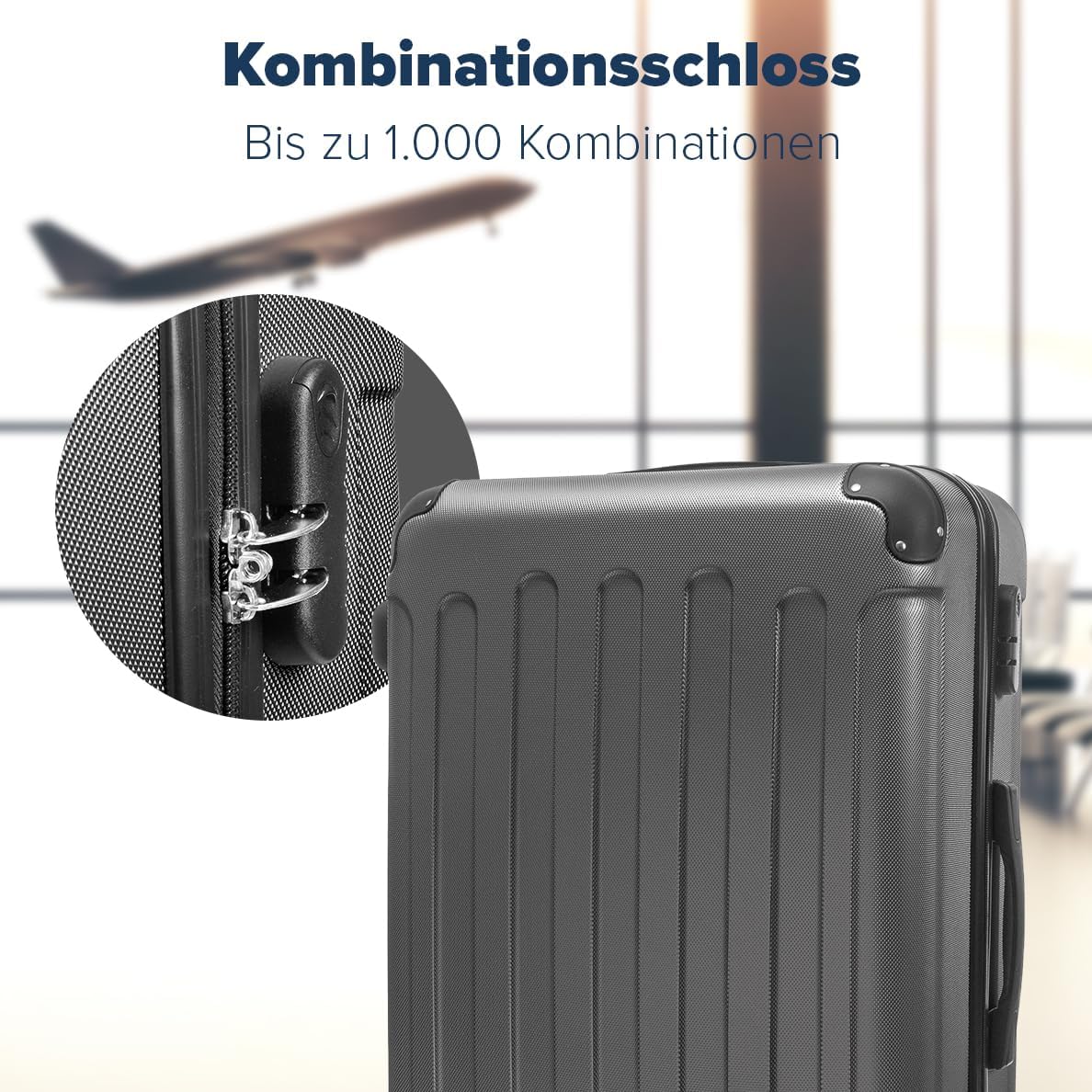 3-teiliges Kofferset, Kofferset 3 teilig Grau