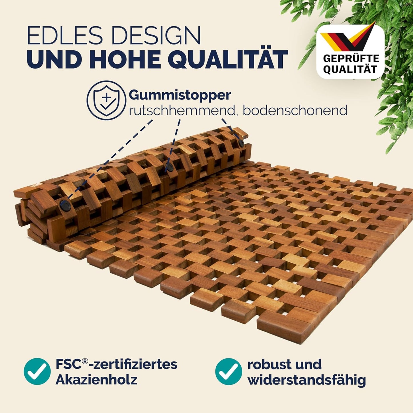 Rutschfeste Badematte (2er Set), 2 80 x 50 cm