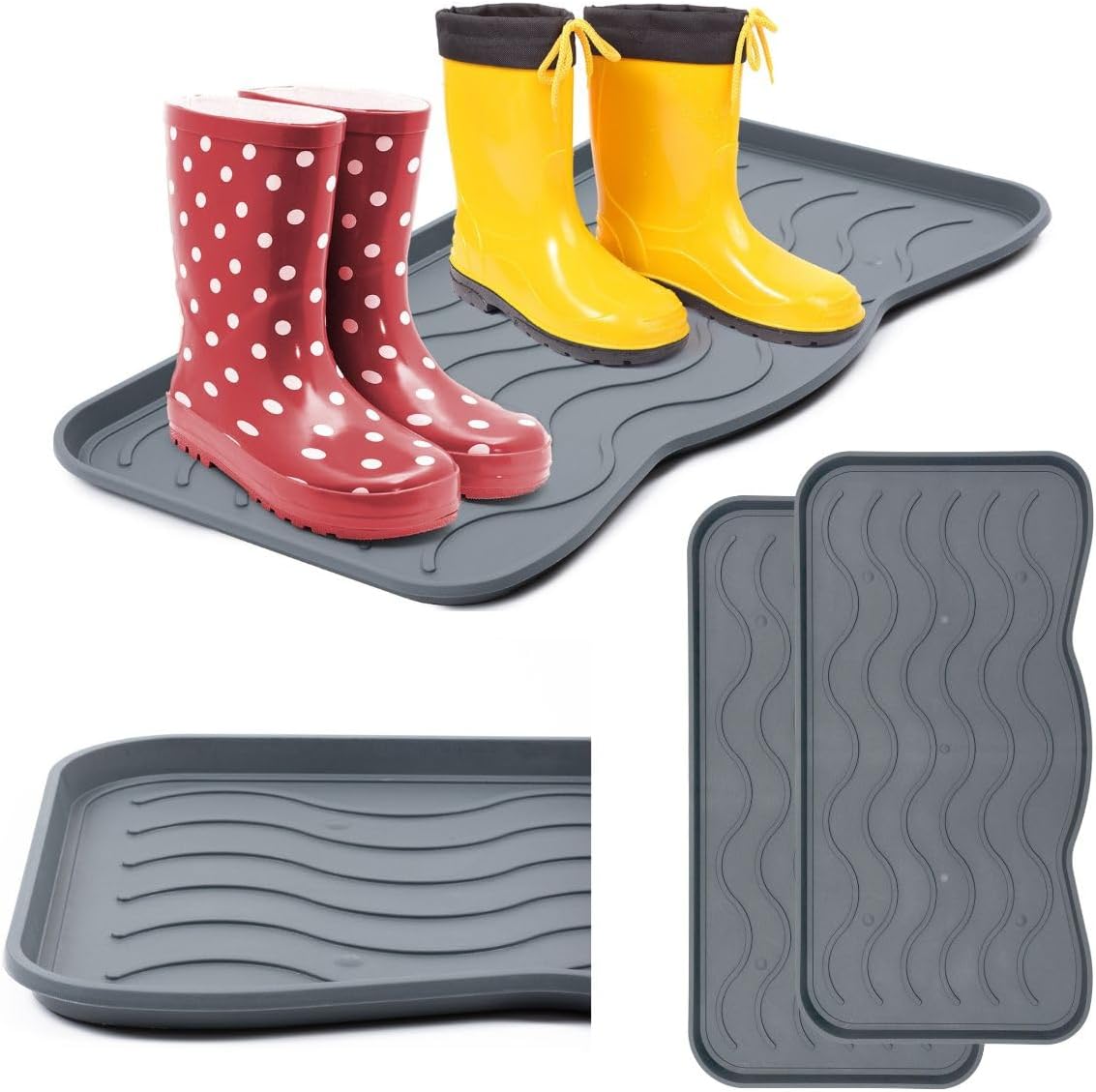 2-Teiliges Schuhabtropfschalen-Set, Grau 38 x 75 cm 2 Stück