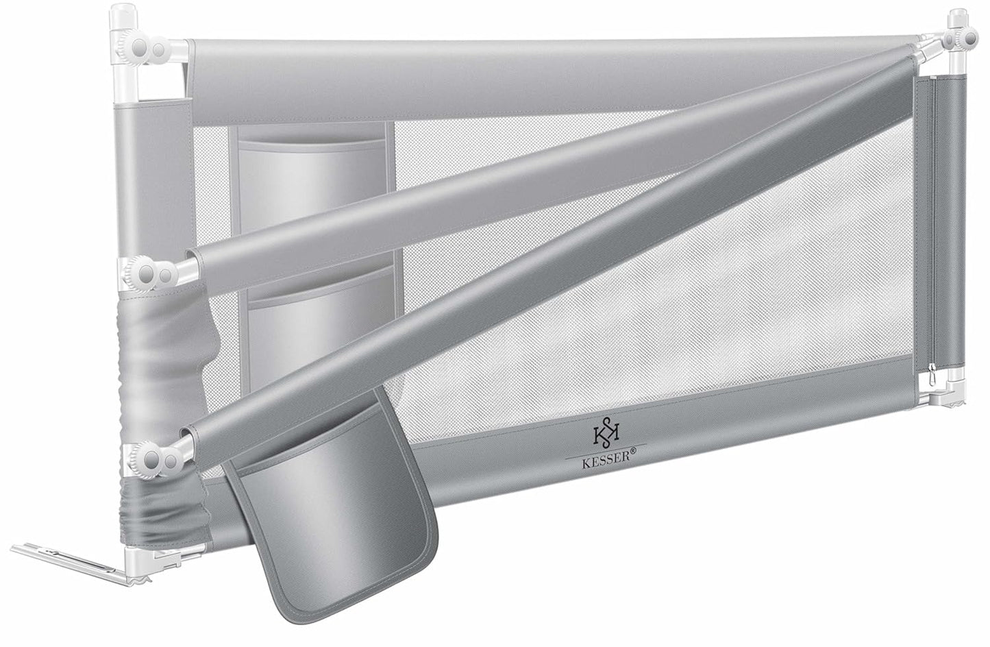 Klappbares Bettgitter, 150cm Hellgrau