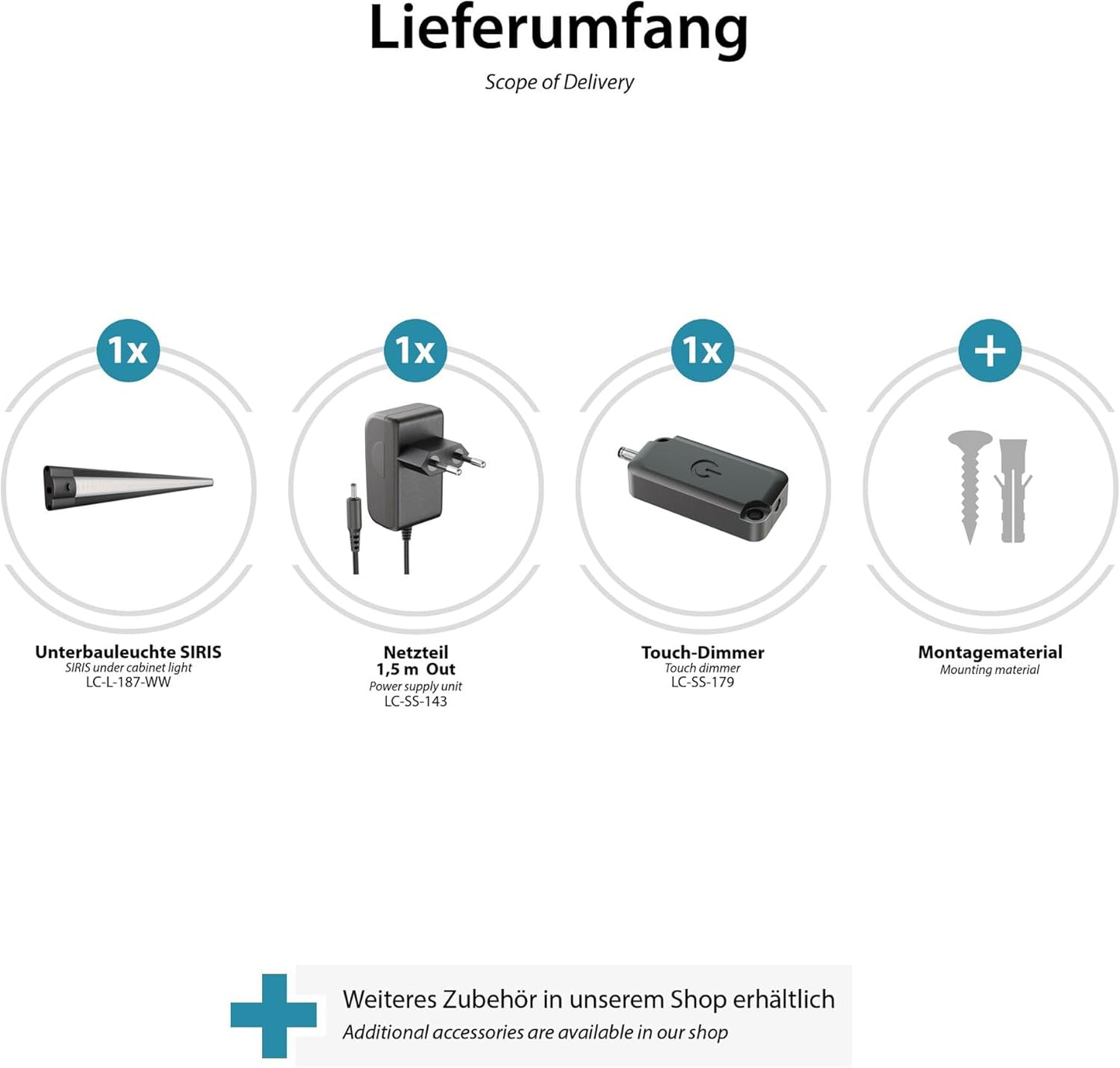 LED Unterbau-Leuchte SIRIS mit Netzteil & Dimmer
