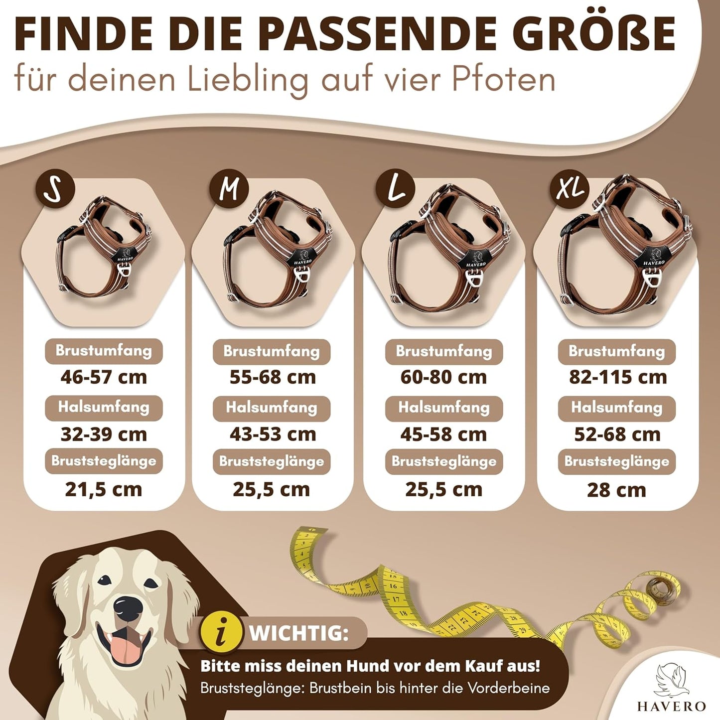 Anti-Zug Y-Geschirr für Hunde, Braun S