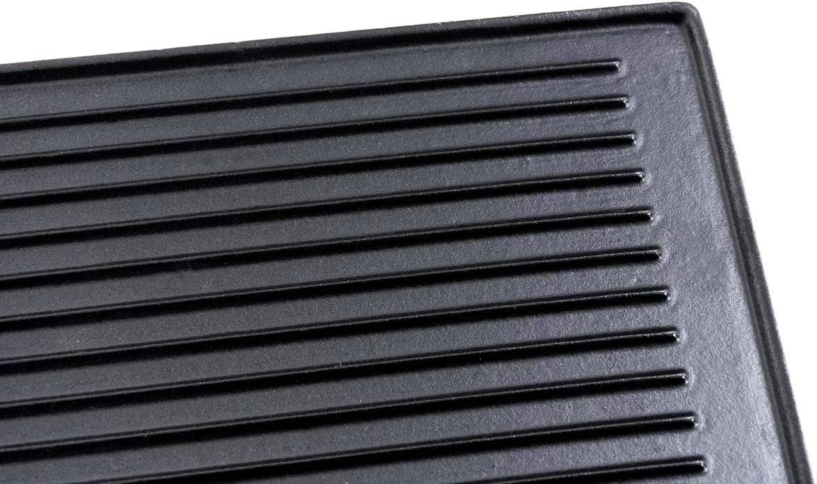 Gusseiserne Grill-Wendeplatte für Grillgeräte, Anthrazit 41.3x30.5 cm