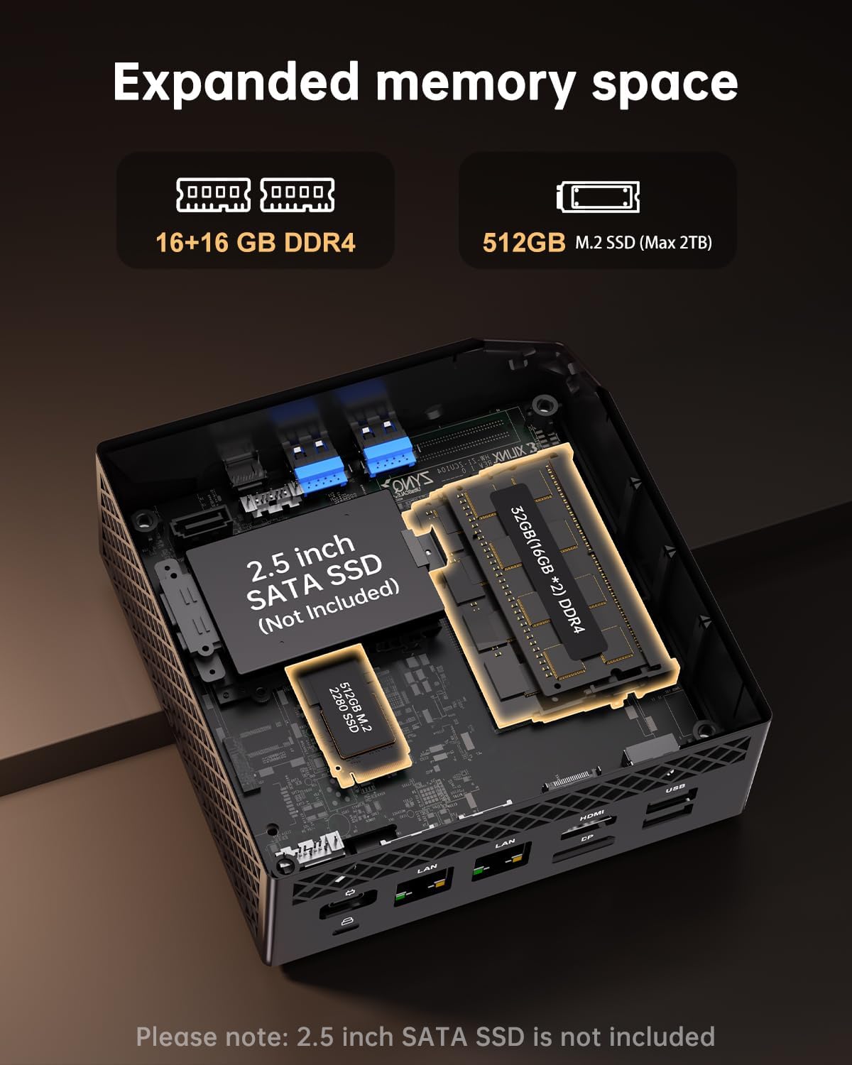 Mini PC AM06 PRO, Ryzen 7, 4K Triple Display, 5825U/ 16GB RAM +512GB SSD