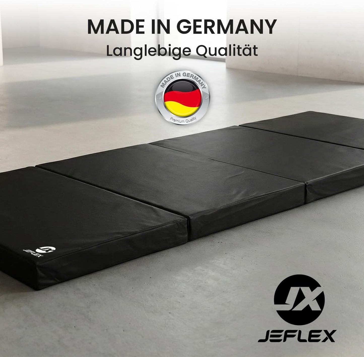 Klappbare Weichboden- und Turnmatte 200 x 100 x 8 cm, Schwarz