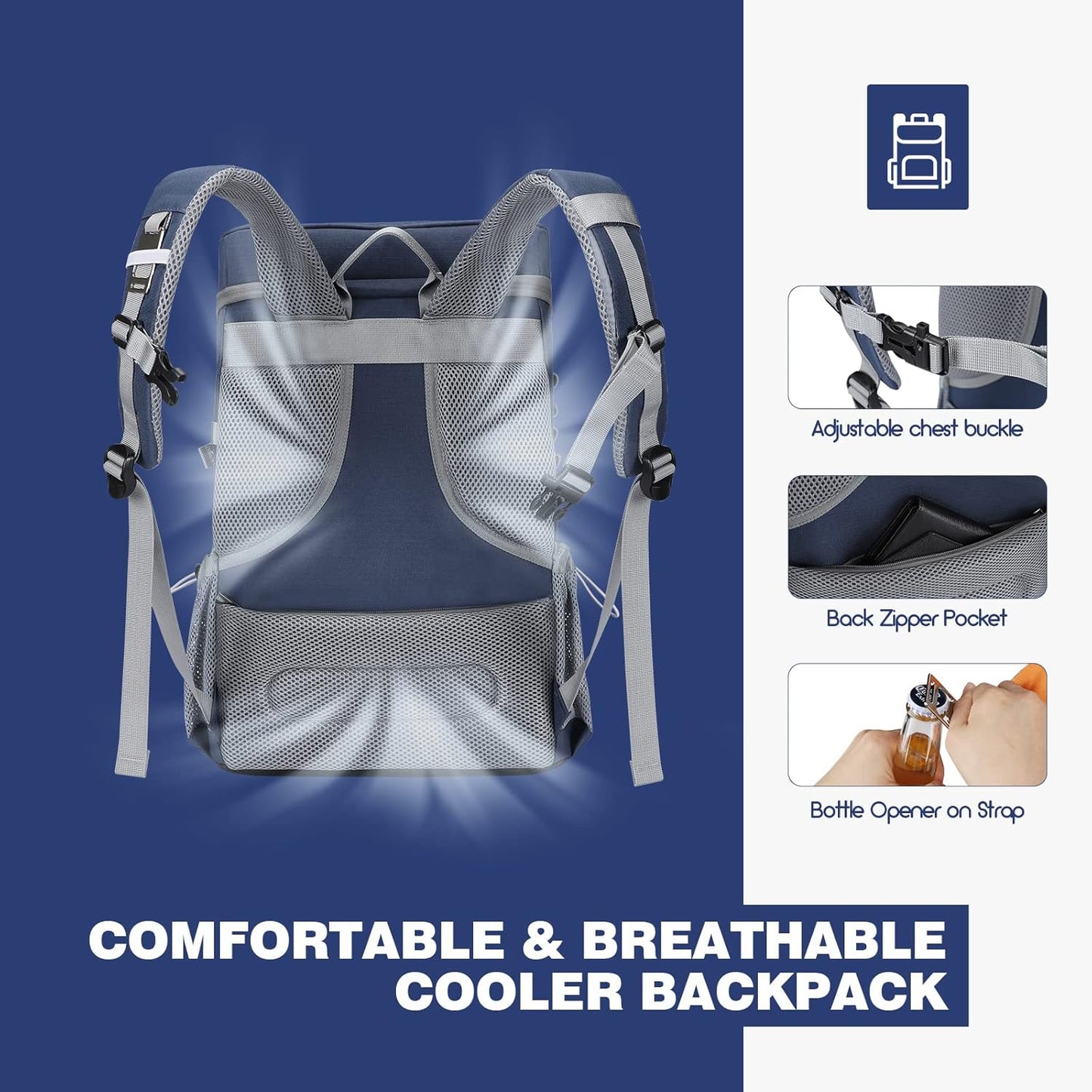Kühlrucksack, 35 Can Blue