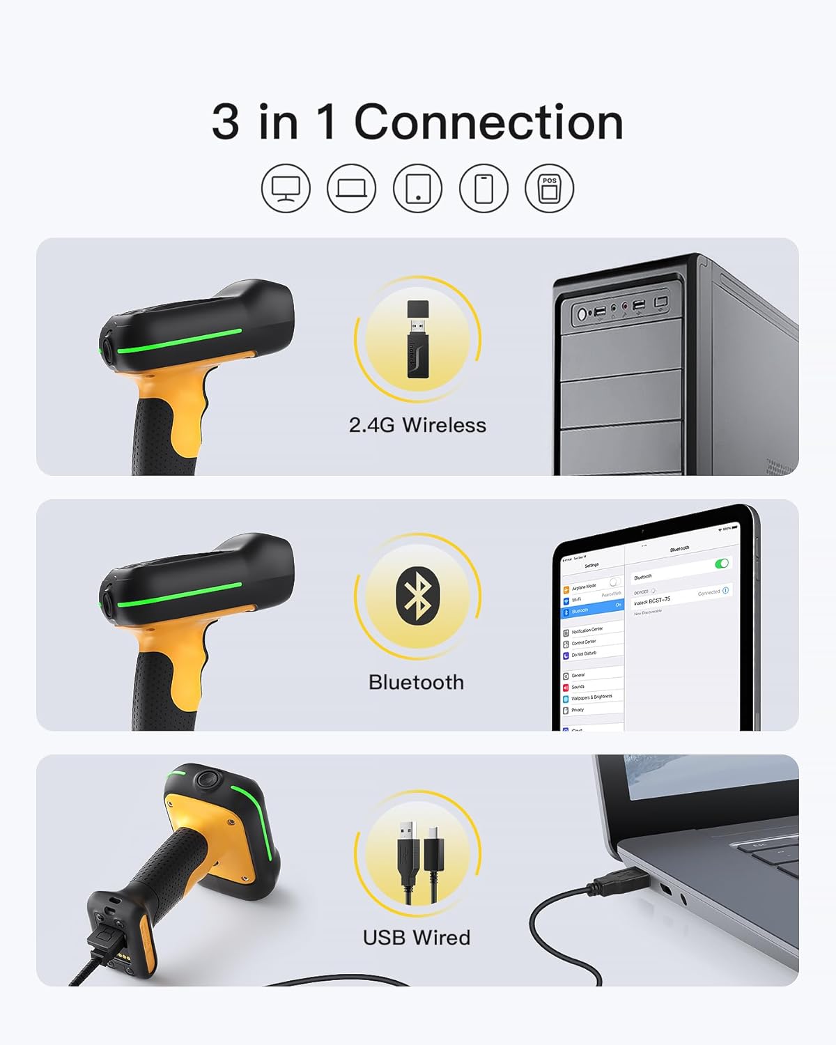 Barcode Scanner Bluetooth BCST-75, 2D Industrieller