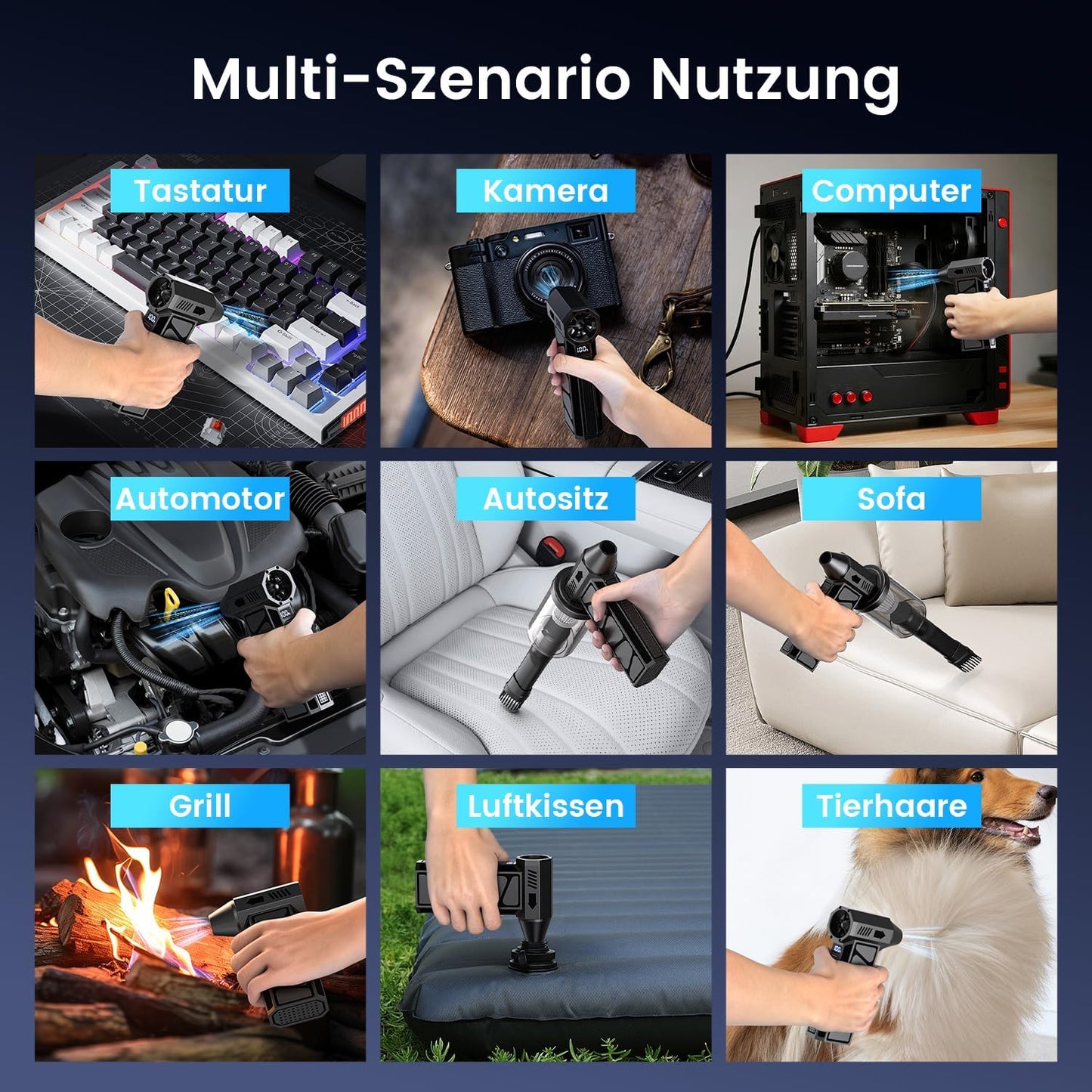 2-in-1 Mini-Staubsauger & Gebläse YG199, Schwarz