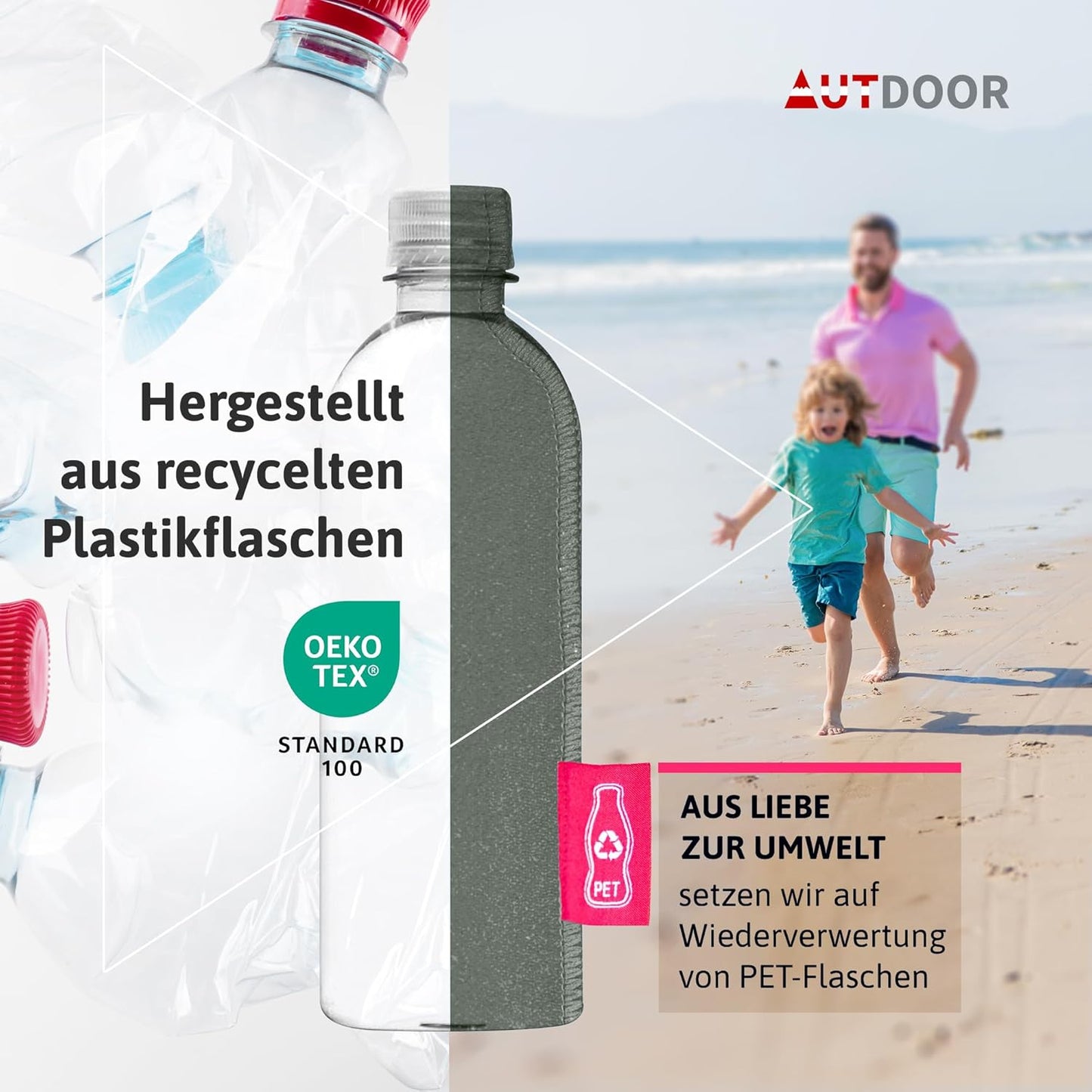 Badeponcho mit Kapuze, Medium Grün