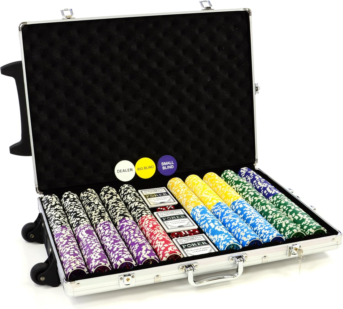 Pokerkoffer-Set mit 1000 Chips und Trolley