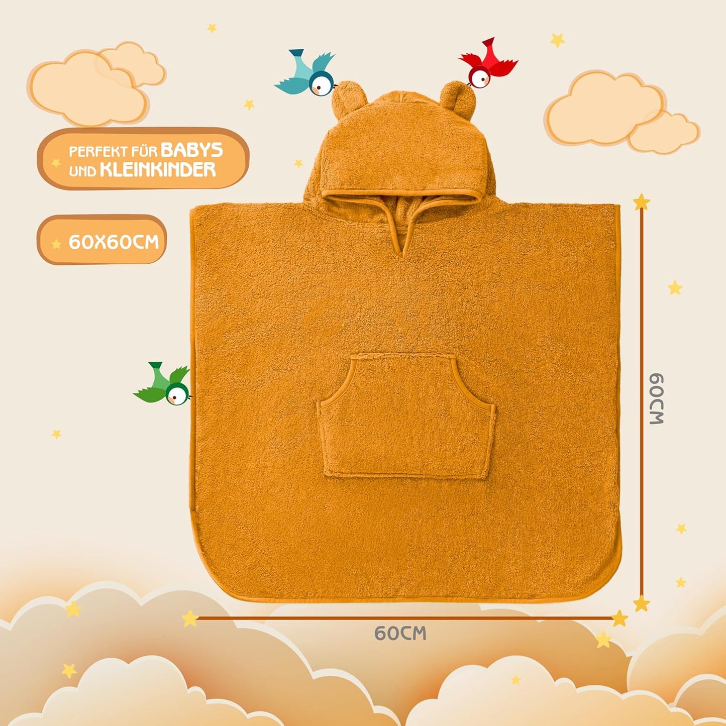 Badeponcho aus Bambus, Lehm-braun