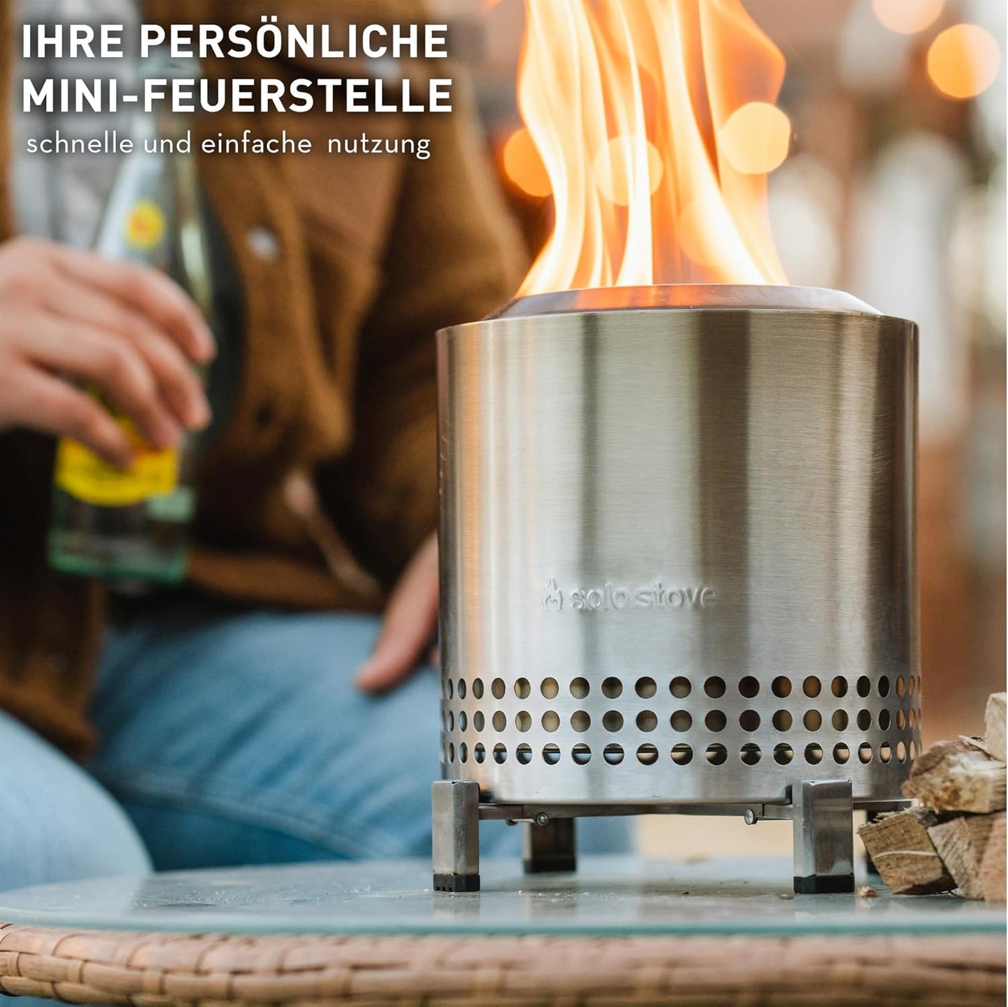 Raucharmer Tischkamin für Outdoor, Mesa|Tief Olive