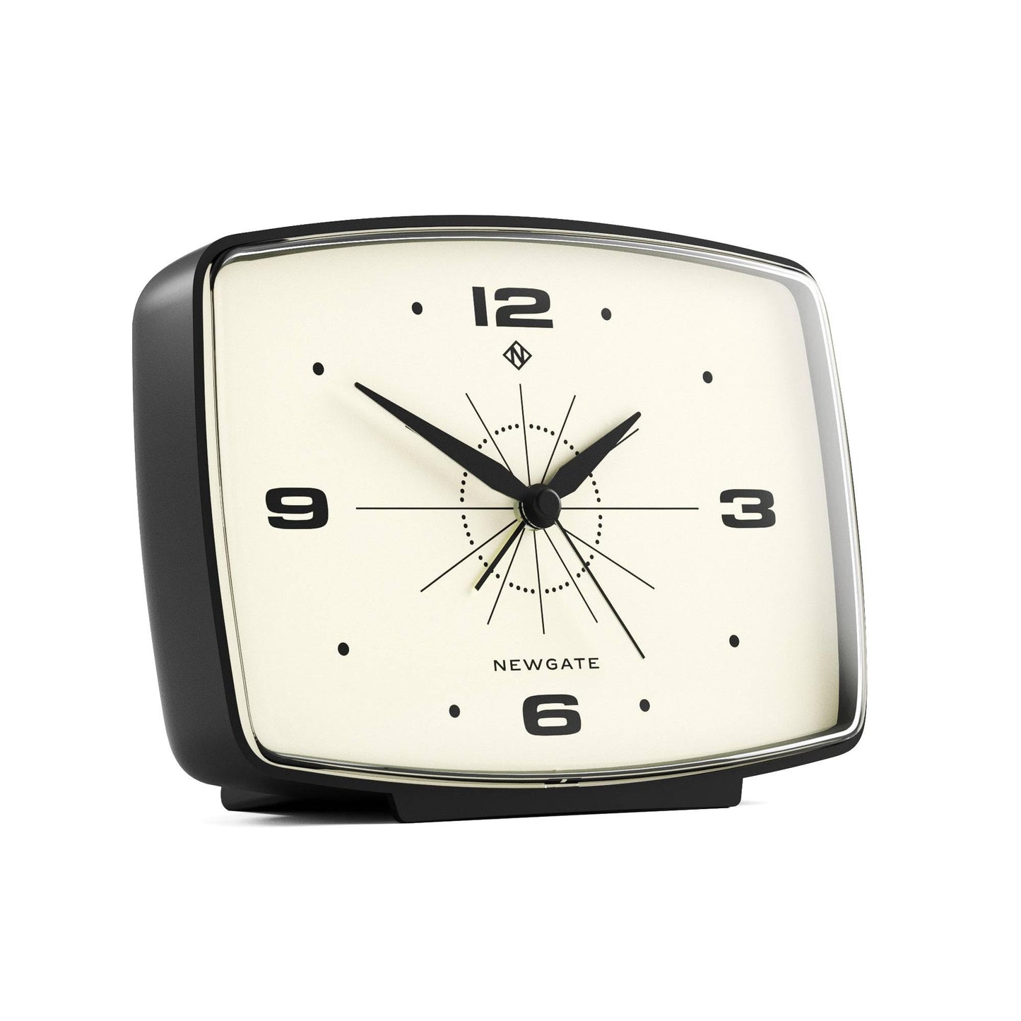 Retro Wecker im Mid-Century-Design, Mattschwarz