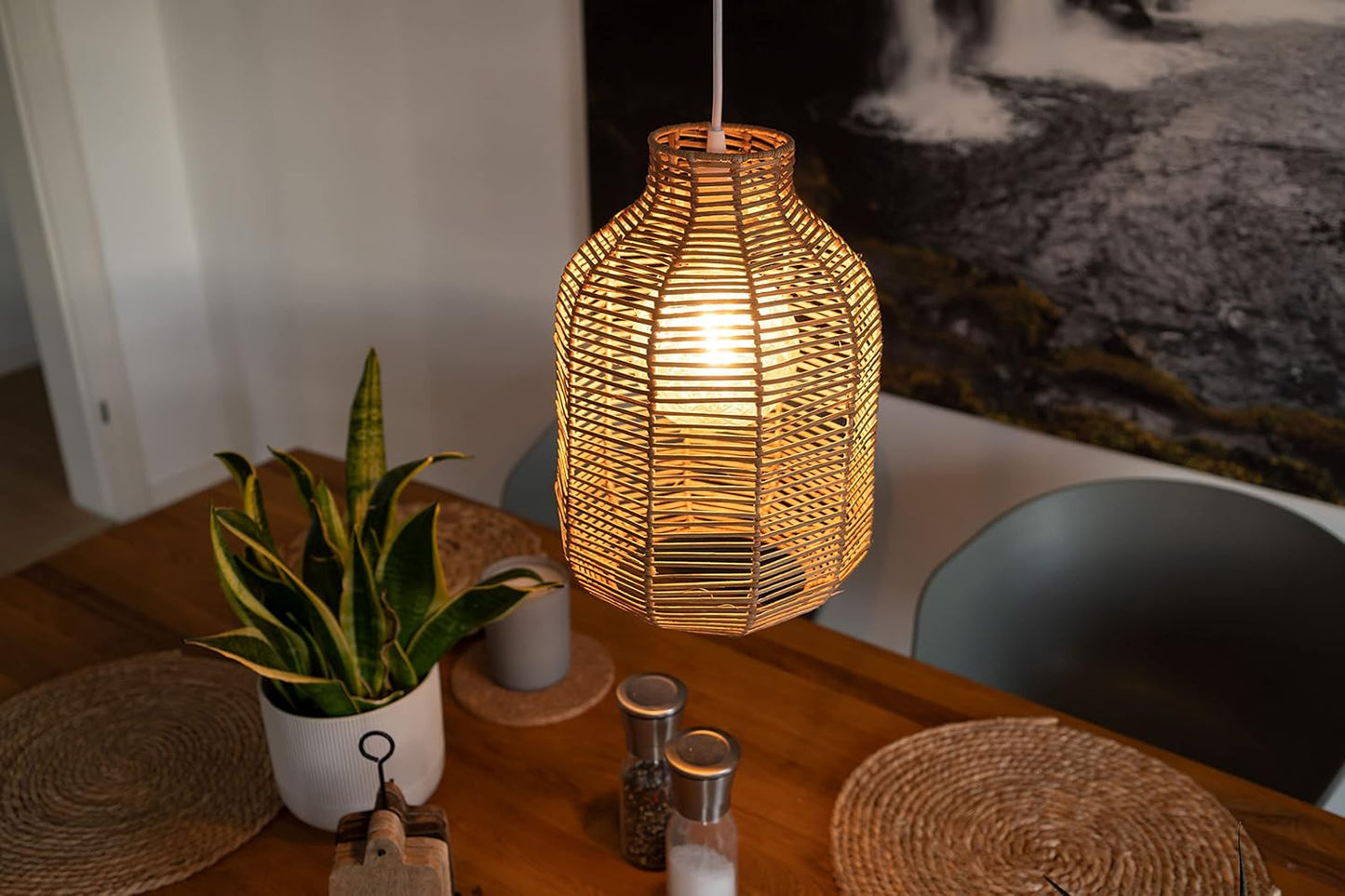 Boho Lampenschirm für E27-Pendelleuchten, 35cm Natur