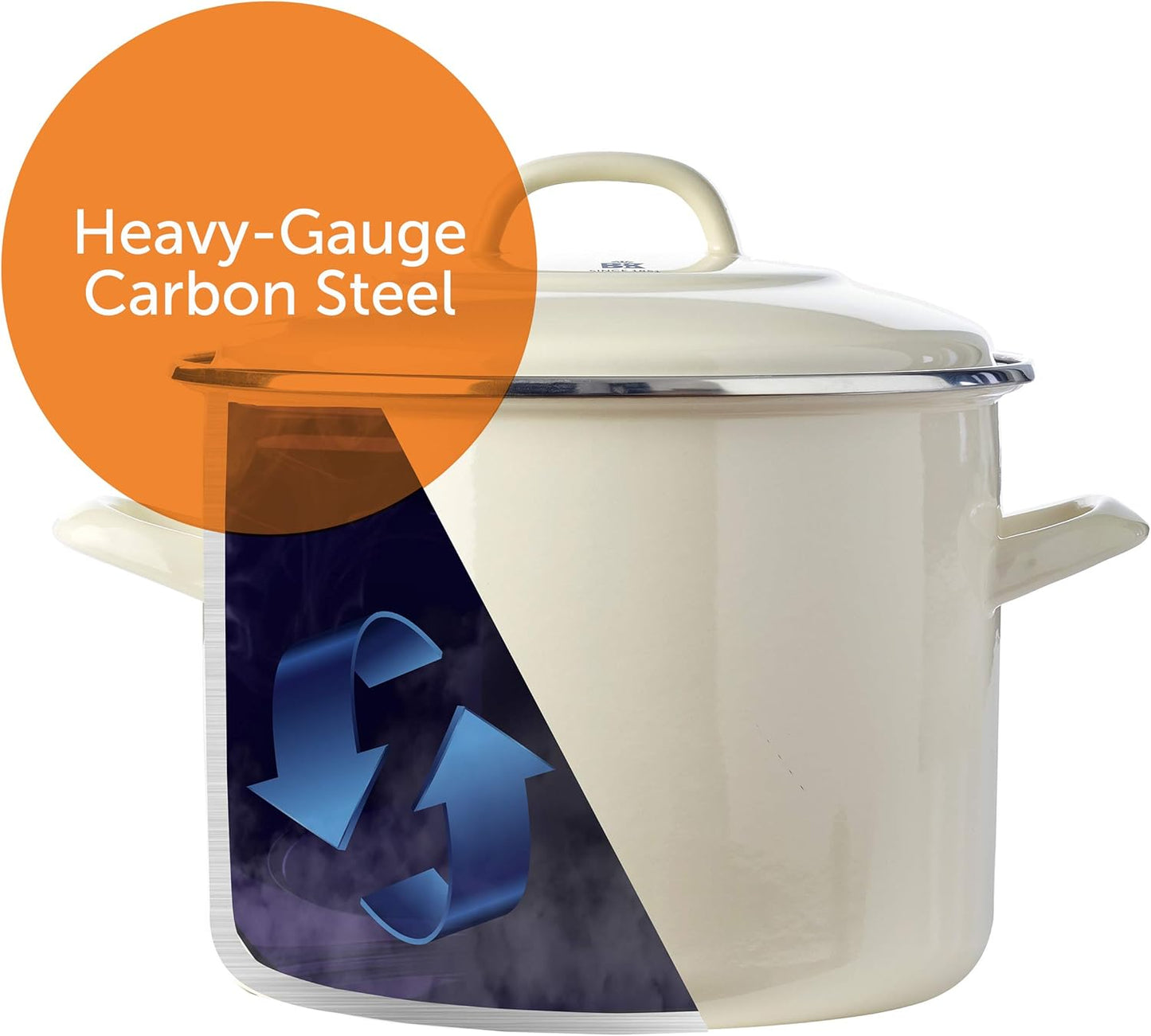Emaillierter Suppentopf Indigo mit Keramik-Antihaft, Suppentopf mit Deckel 24cm/8,7 l Crème