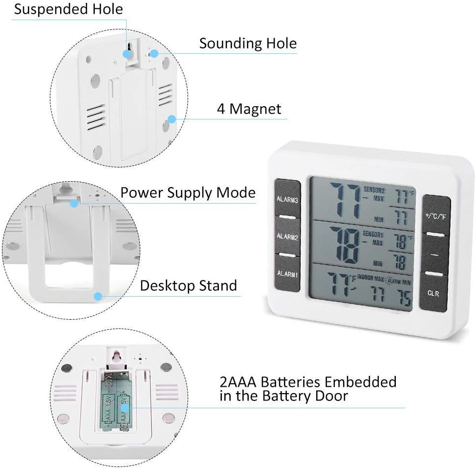 Digitales Kühlschrank- und Gefrierschrank-Thermometer mit LCD