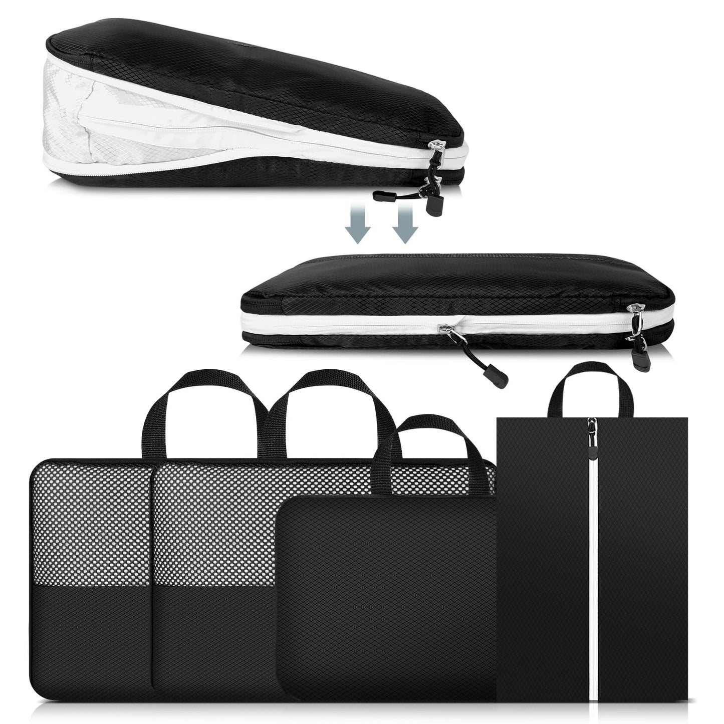 4er-Set Kompressions-Packwürfel, inkl. Schuhbeutel