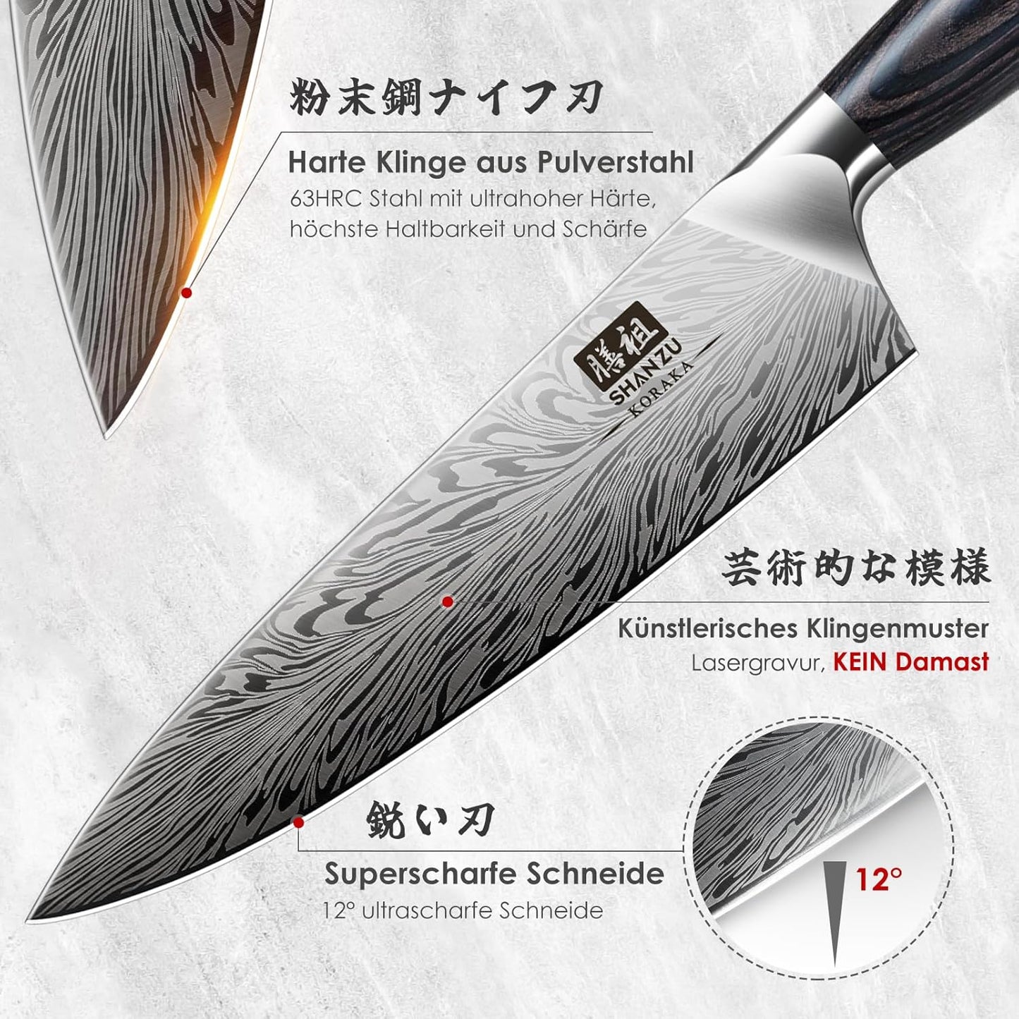 Japanisches Küchenmesser, Kochmesser 20 cm