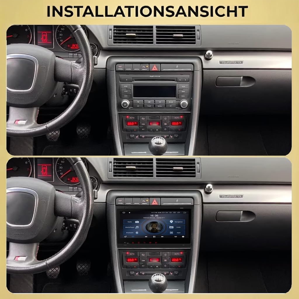 AA48-L2 Android 14 Autoradio mit Navigation für Audi A4, S4, RS4 und Seat Exeo, AA48-L2