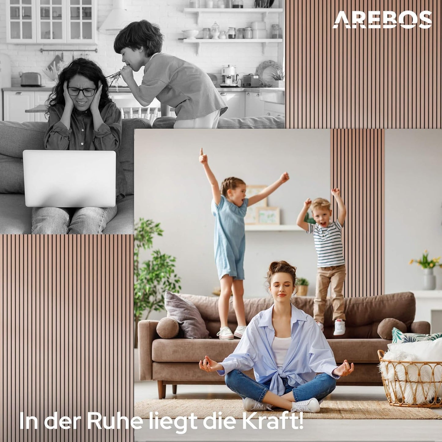 2er-Set Akustikpaneele für Wand & Decke, Eiche Dunkel, 2