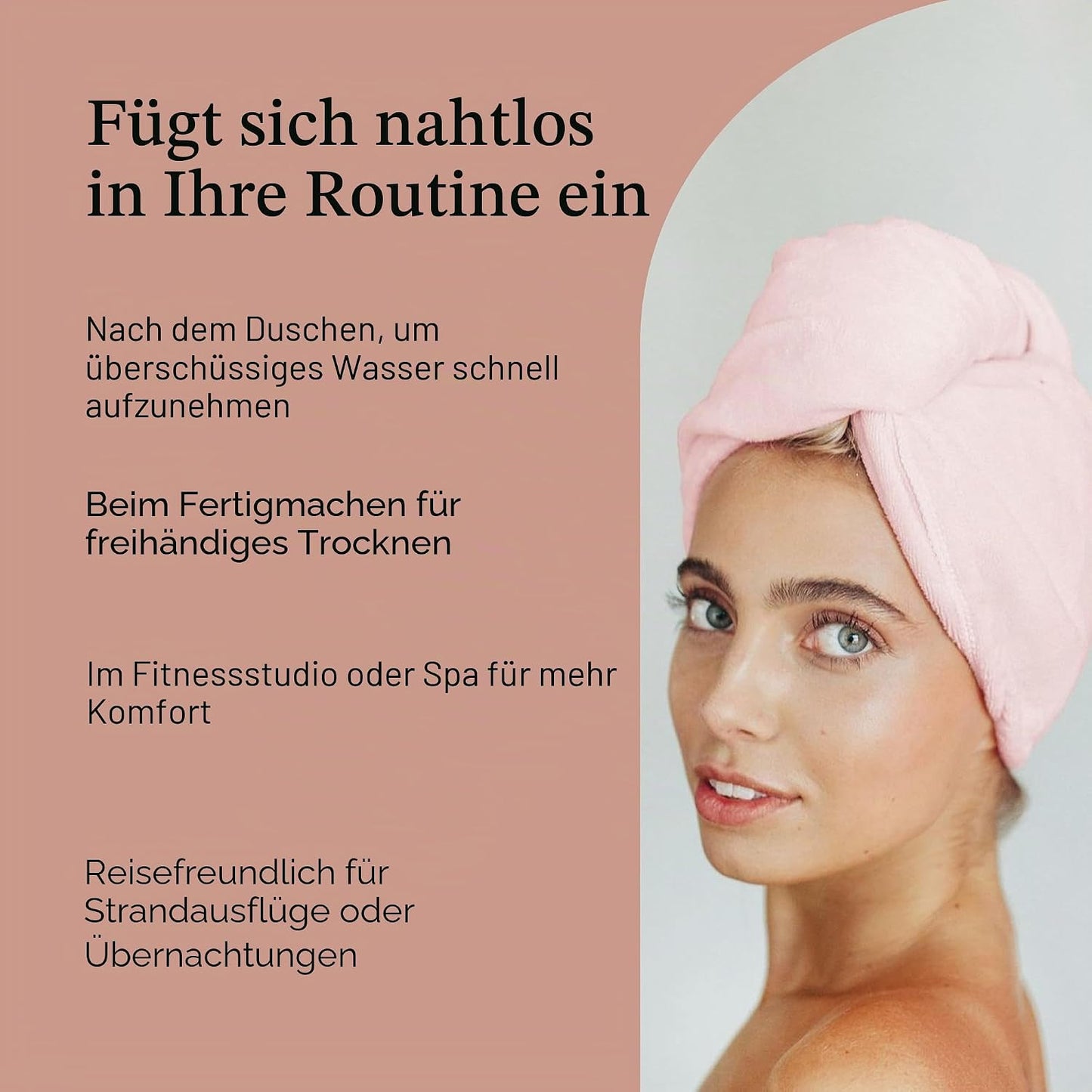 Mikrofaser Handtuch für Haare Anti-Frizz Wrap, Rosa