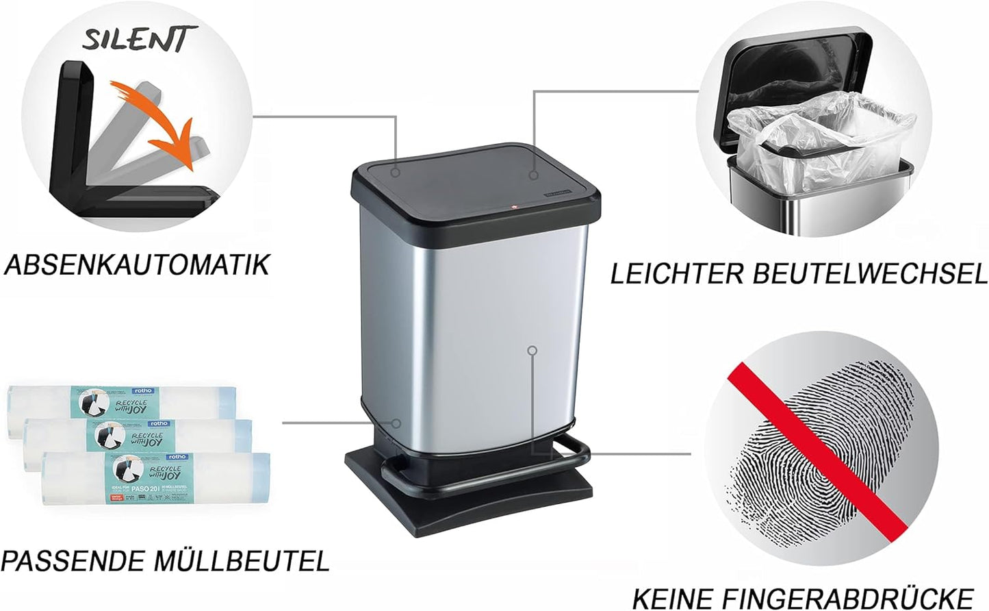 Abfalleimer Paso mit Fusspedal, Mülleimer