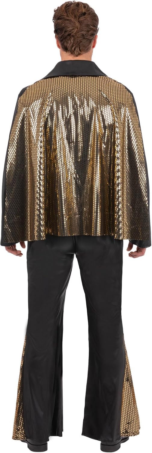 Elvis Overall Kostüm mit Golddetails & Umhang, M