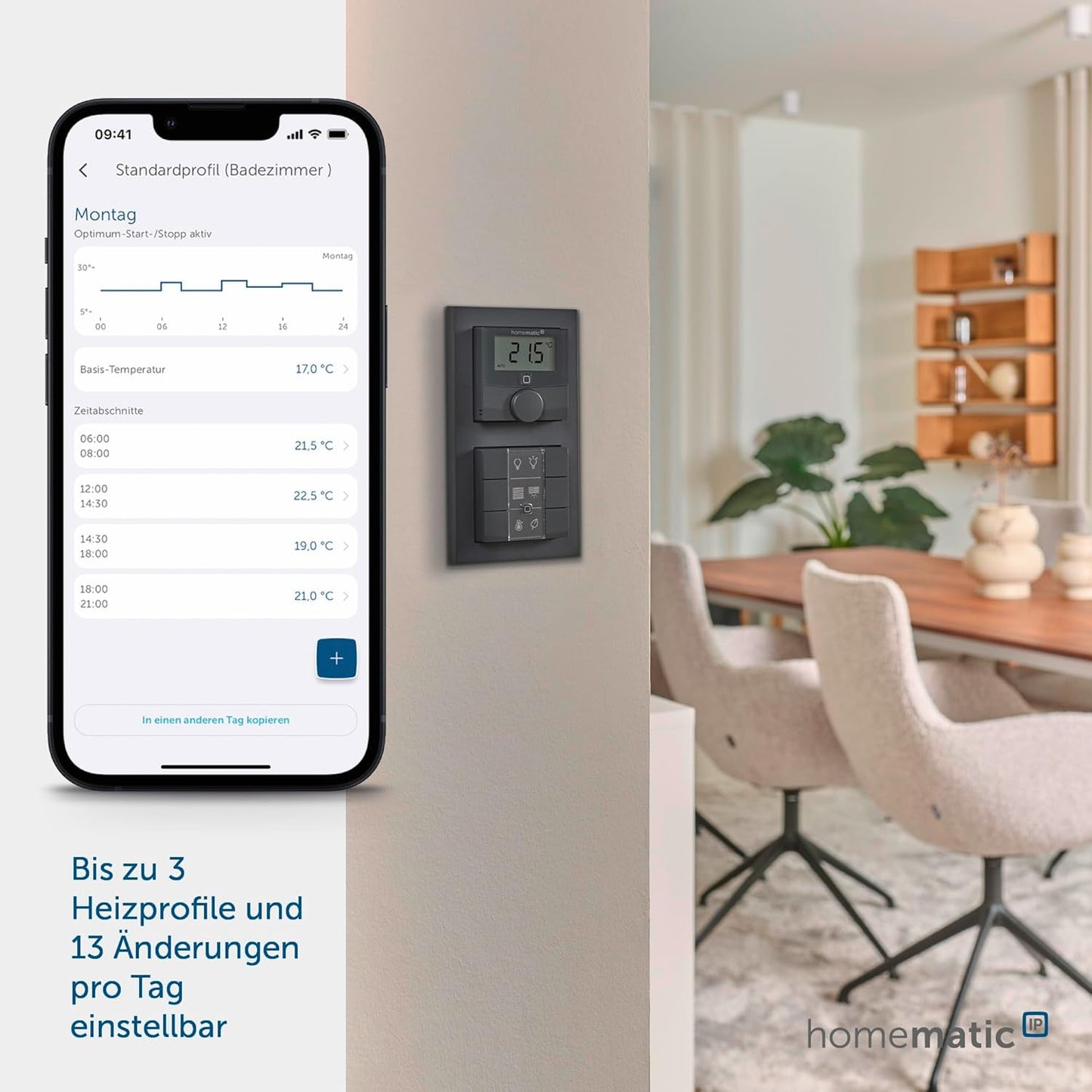 Funk Wandthermostat HmIP-WTH-A, Display, mit Stellrad, anthrazit