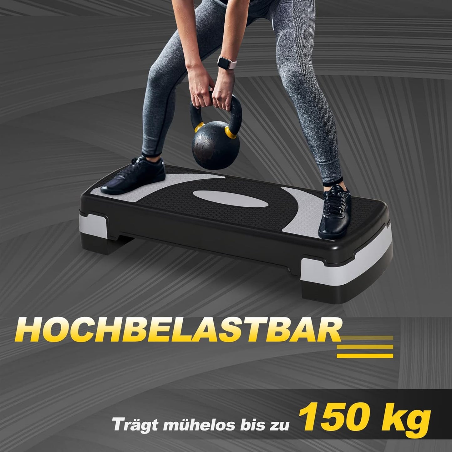 Aerobic-Stepper höhenverstellbar (3 Stufen), Schwarz+Grau