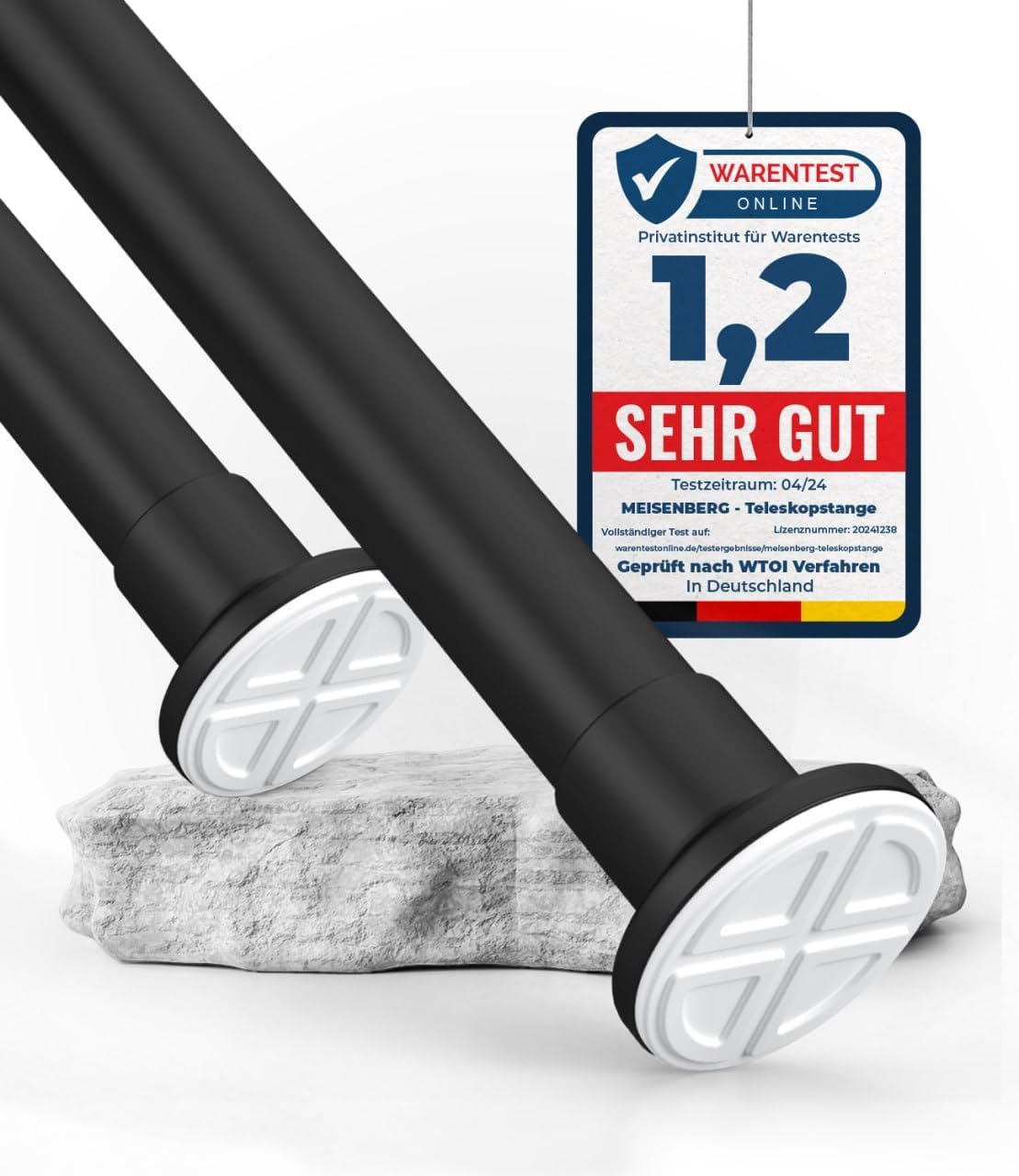 Gardinenstange ohne Bohren (310-360 cm), 310 x 360 cm Matt Schwarz