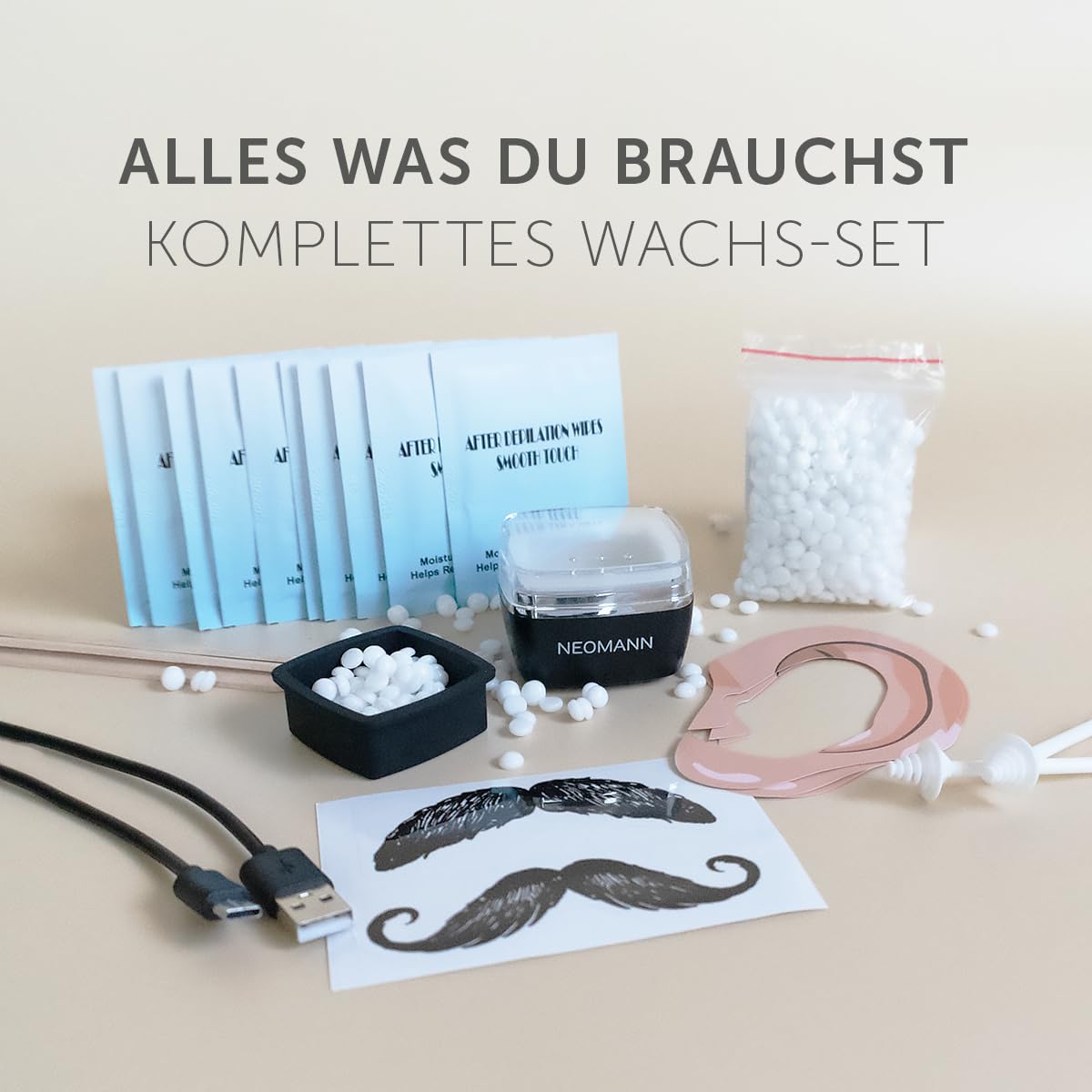 Mobiles Mini-Waxing Set mit USB-C & Zubehör