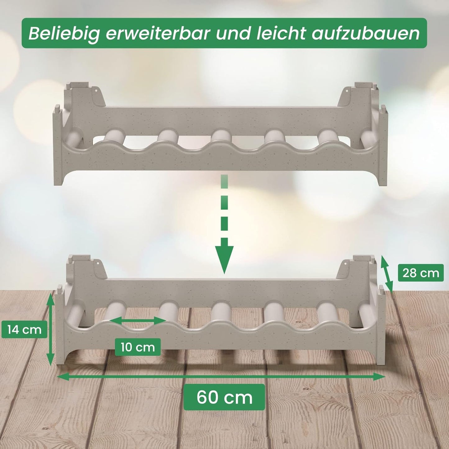 Stapelbares Weinregal für 24 Flaschen, 24 Flaschen Granitgrau