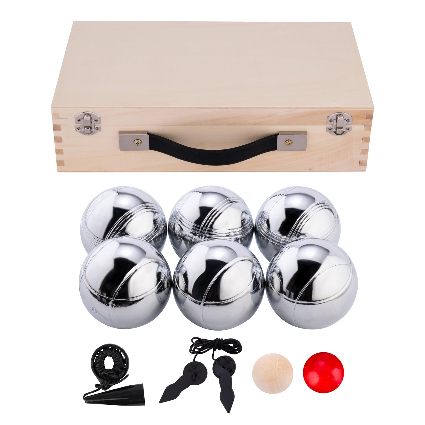 6 Kugeln in luxuriösem Holzkoffer