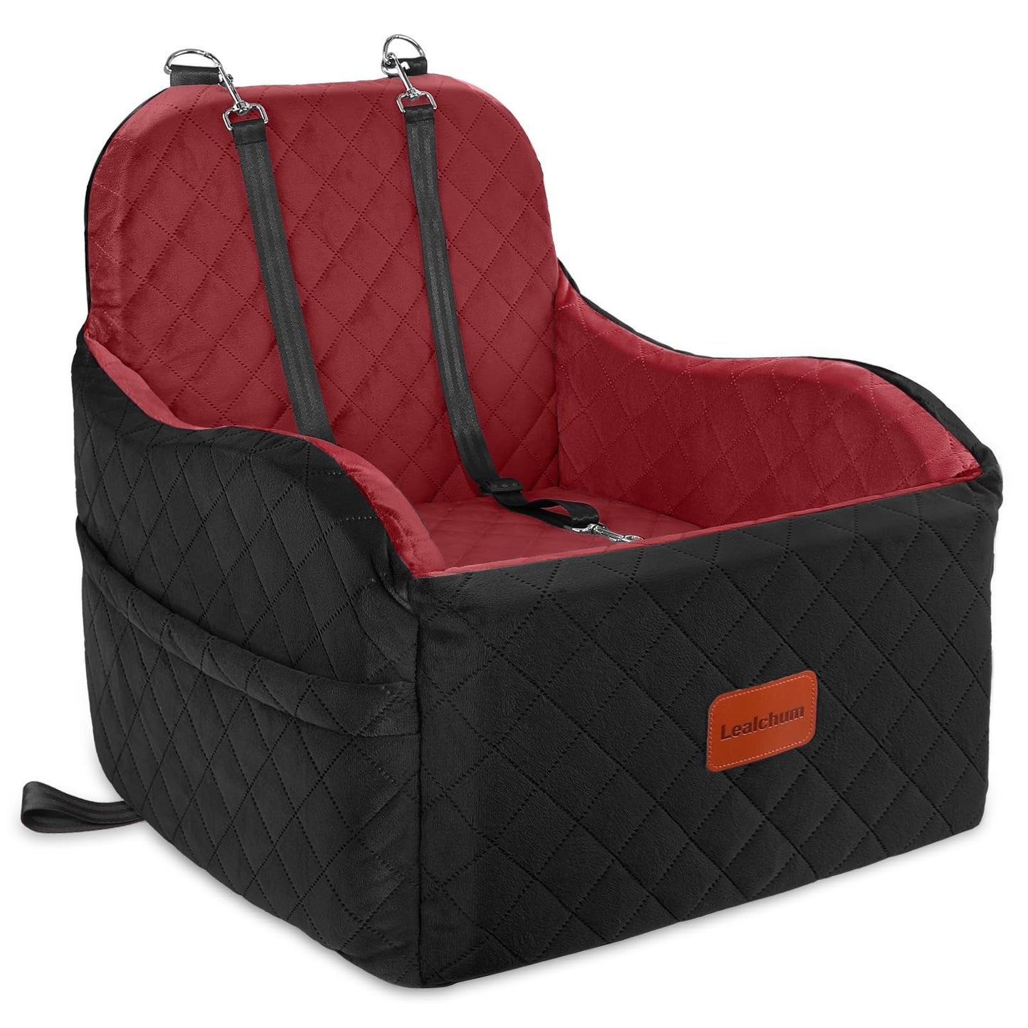 Hunde-Autositz mit verstellbaren Sicherheitsleinen, Black/Red Medium