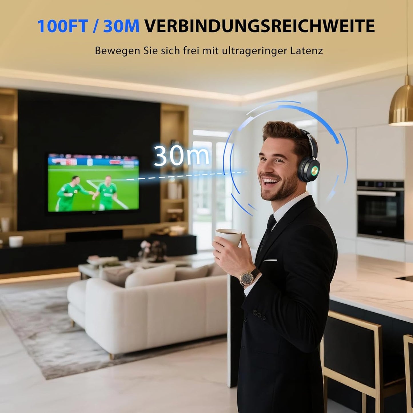 Kabellose TV-Kopfhörer, Black Gold