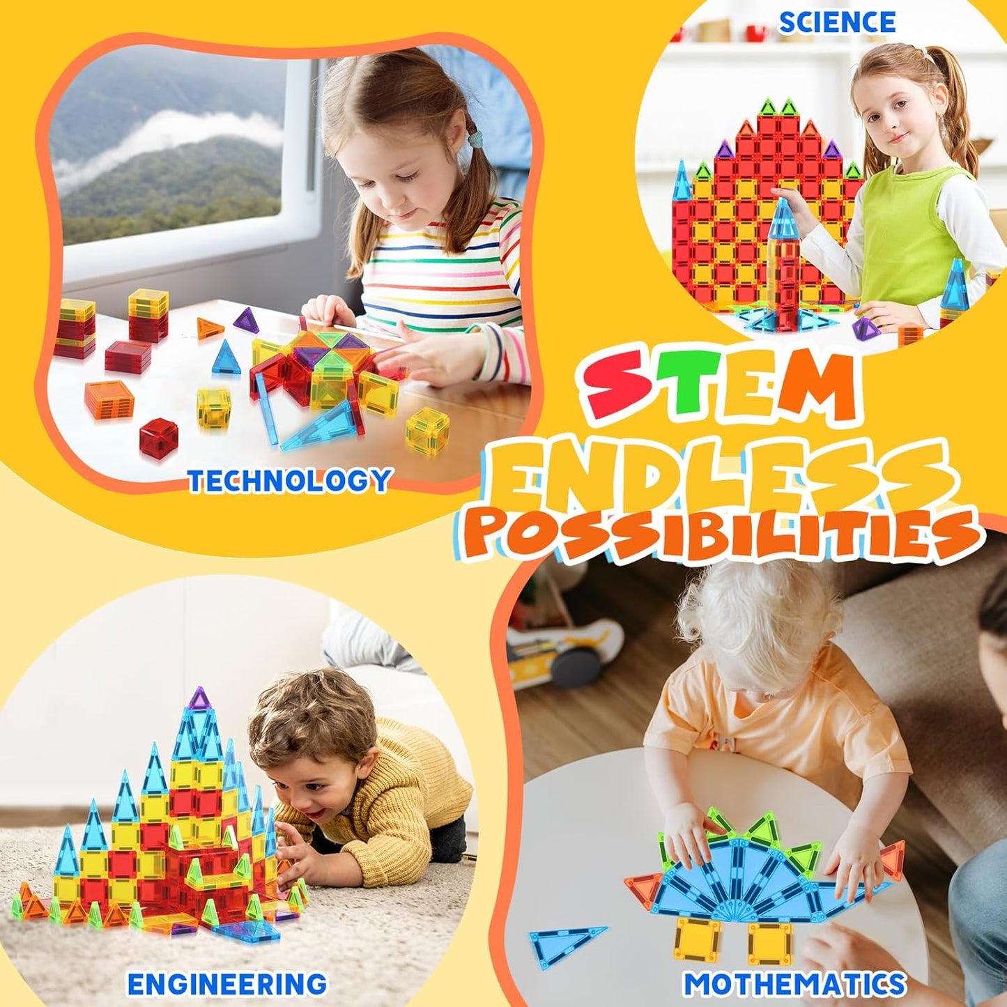 Magnetische Bausteine für Kinder, 32 Stück