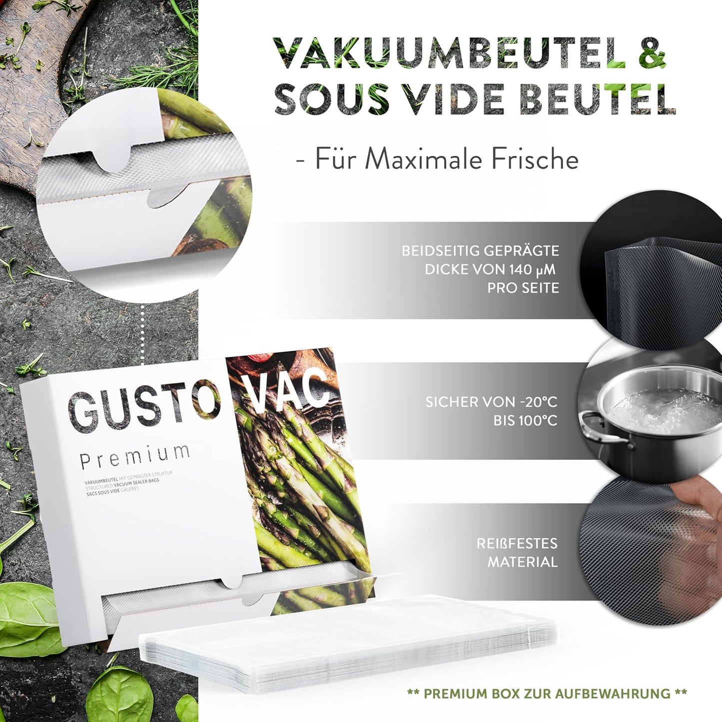 Premium Vakuumbeutel, Vakuumbeutel 30x40cm - 50 Beutel