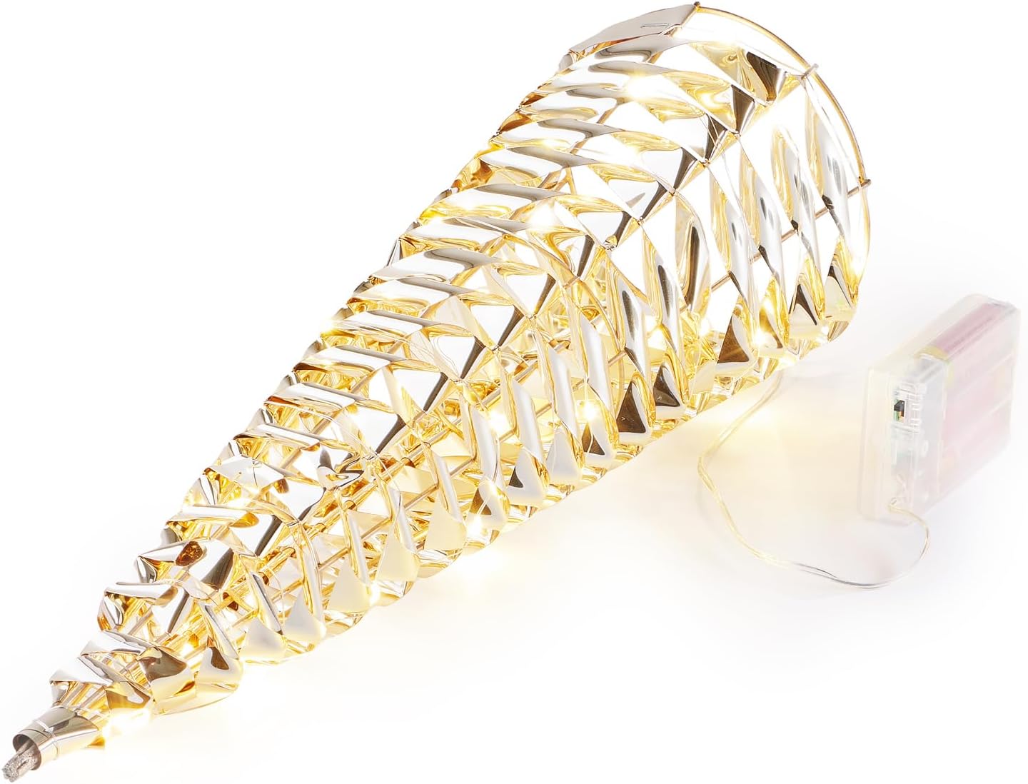 2er-Set LED-Deko-Pyramiden, 2 Stück - Goldfarben - Kegel 40cm