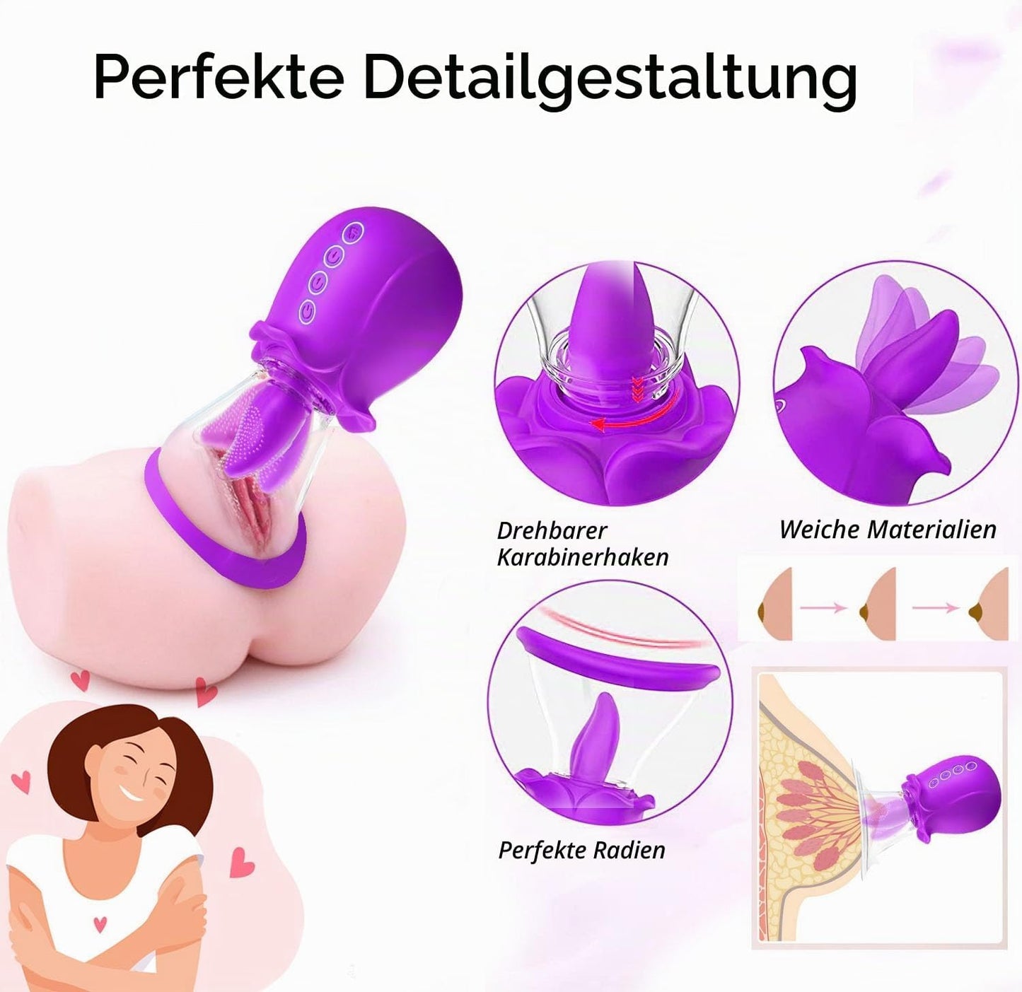 Vibratorenset mit AI-Sync Vibration und Saugfunktion, Lila